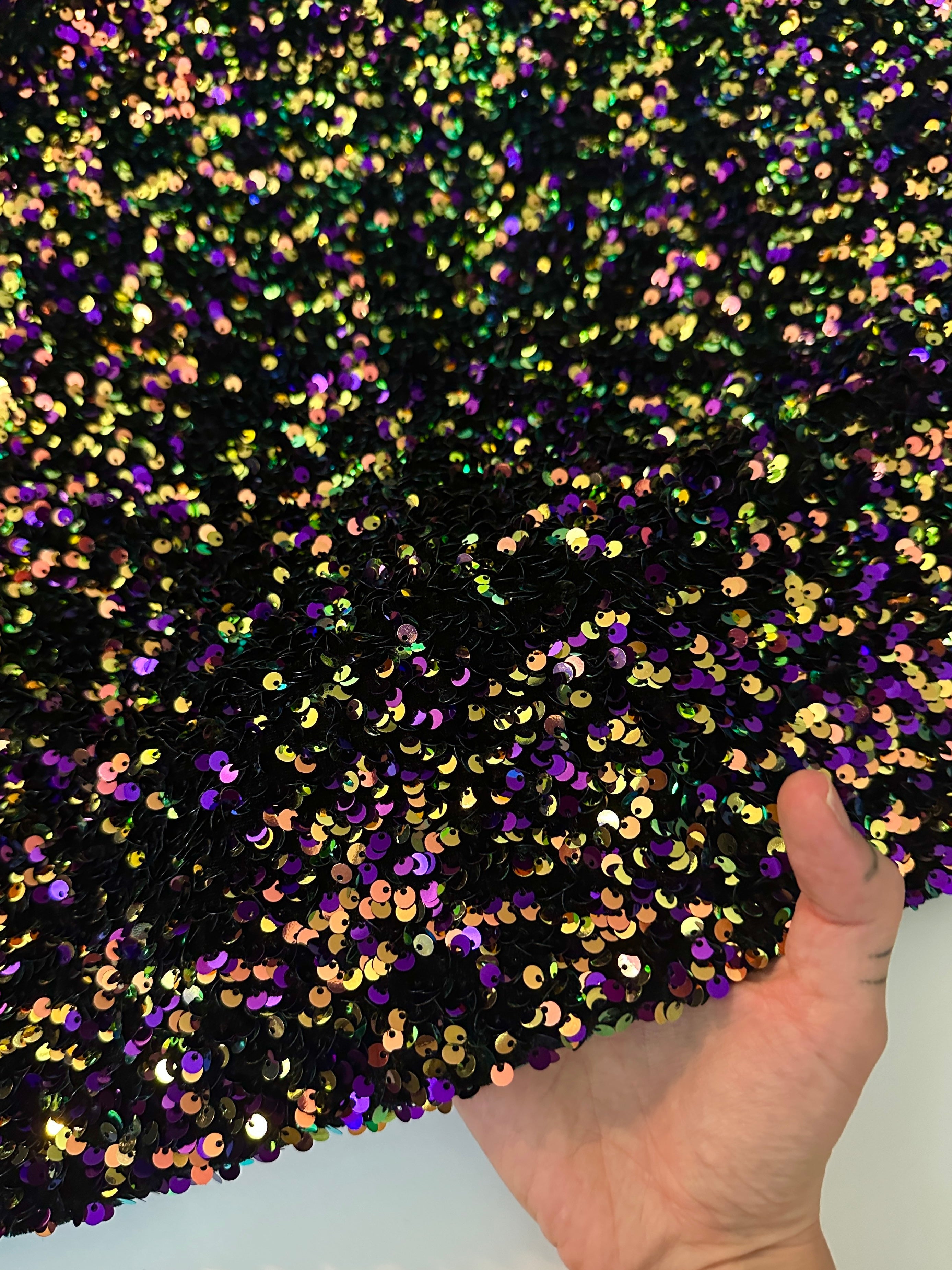 purple iridescent Sequin on Velvet, dark purple iridescent sequin on velvet, light purple iridescent sequin on velvet, shinny purple iridescent sequin on velvet, velvet on discount, velvet on sale, buy velvet online, kikitextile velvet, premium velvet, velvet for gown, velvet for woman, velvet for bride