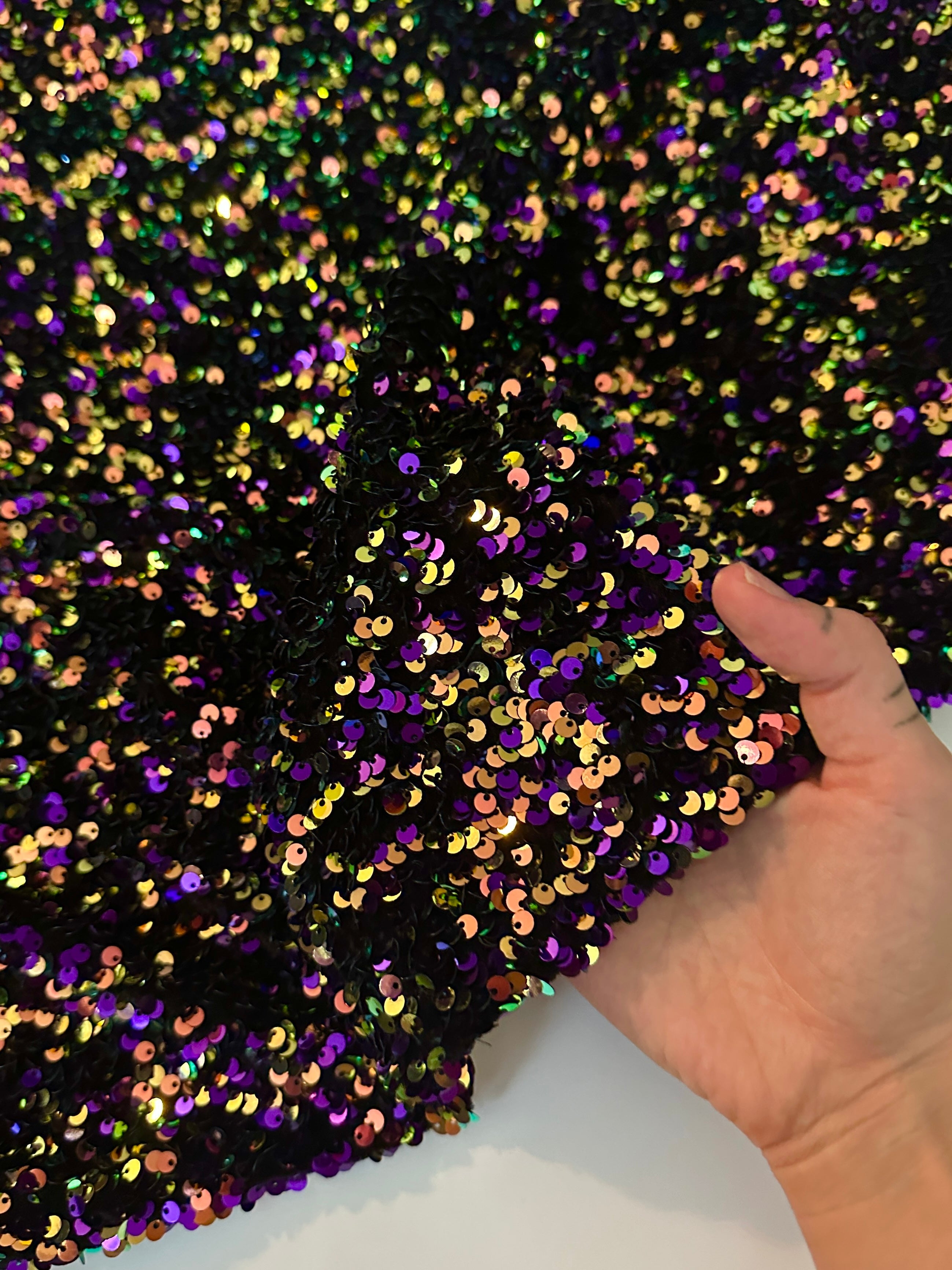 purple iridescent Sequin on Velvet, dark purple iridescent sequin on velvet, light purple iridescent sequin on velvet, shinny purple iridescent sequin on velvet, velvet on discount, velvet on sale, buy velvet online, kikitextile velvet, premium velvet, velvet for gown, velvet for woman, velvet for bride