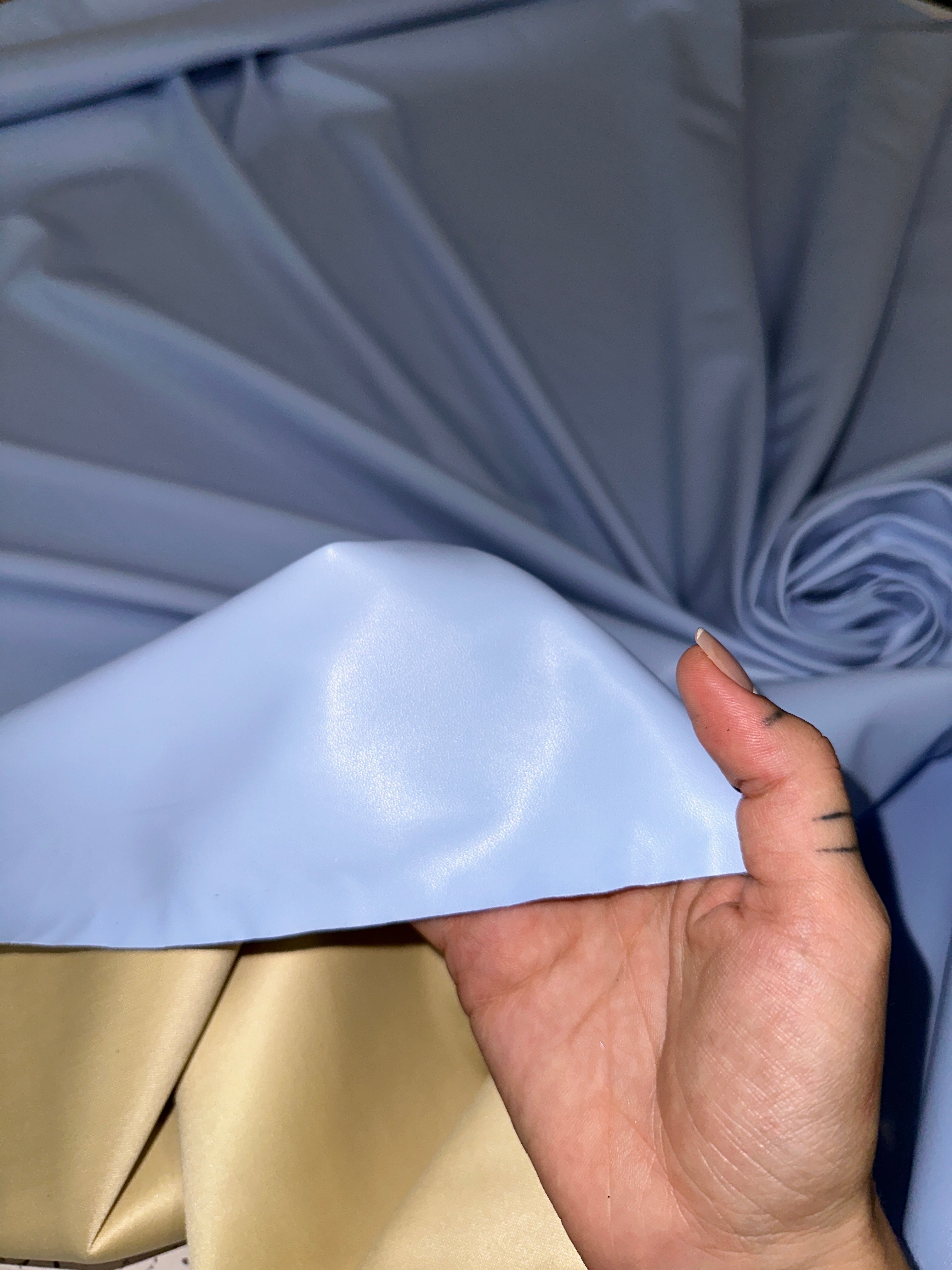 beige stretch faux leather, beige stretch pleather, beige stretch soft vinyl, beige stretch vinyl, faux leather stretch for clothing, Faux Leather for jackets, Faux Leather for bags, Faux Leather on discount, Faux Leather on sale, premium Faux Leather, light color Faux Leather, Faux Leather for tops, Faux Leather for leggings