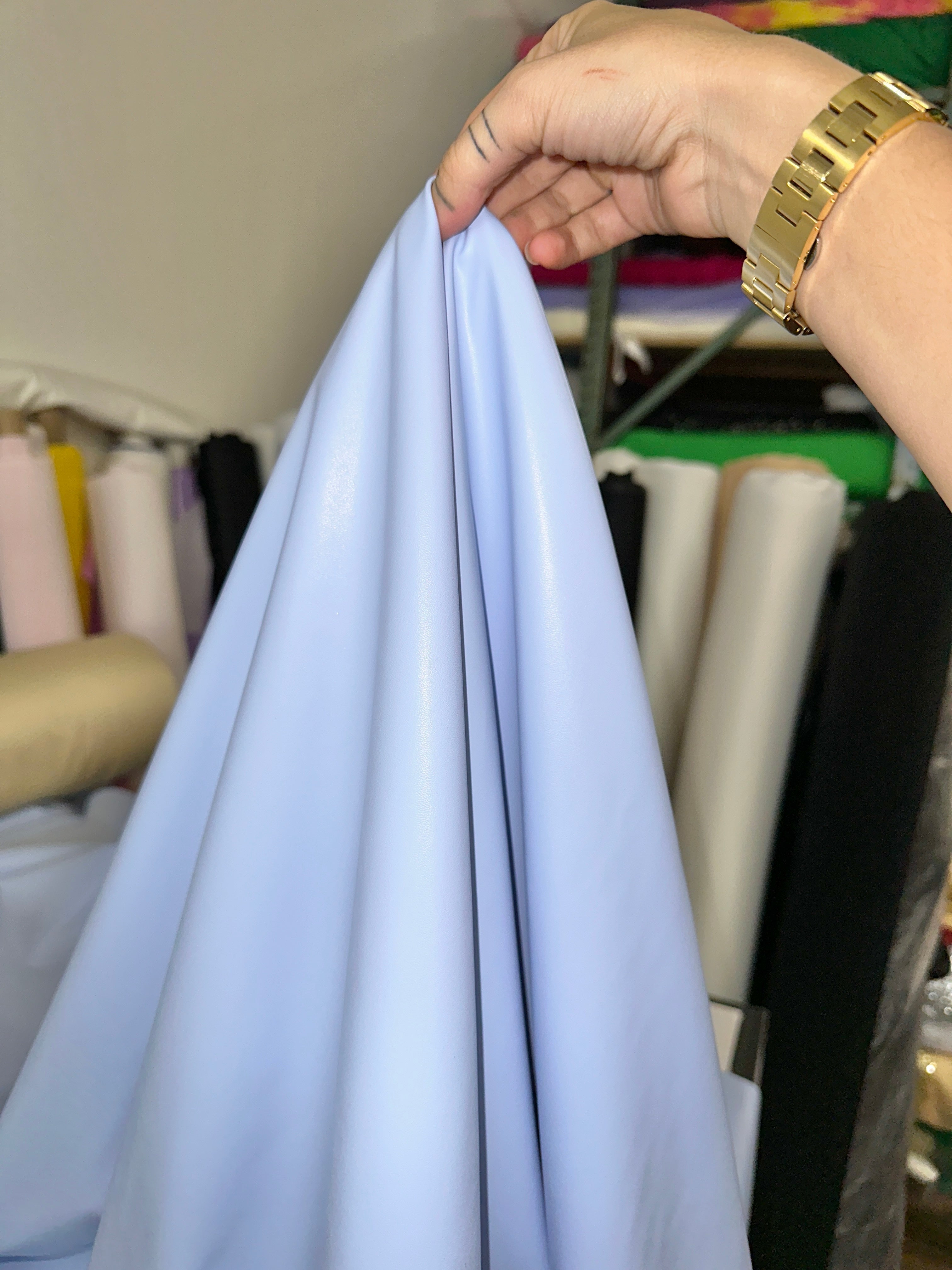 beige stretch faux leather, beige stretch pleather, beige stretch soft vinyl, beige stretch vinyl, faux leather stretch for clothing, Faux Leather for jackets, Faux Leather for bags, Faux Leather on discount, Faux Leather on sale, premium Faux Leather, light color Faux Leather, Faux Leather for tops, Faux Leather for leggings