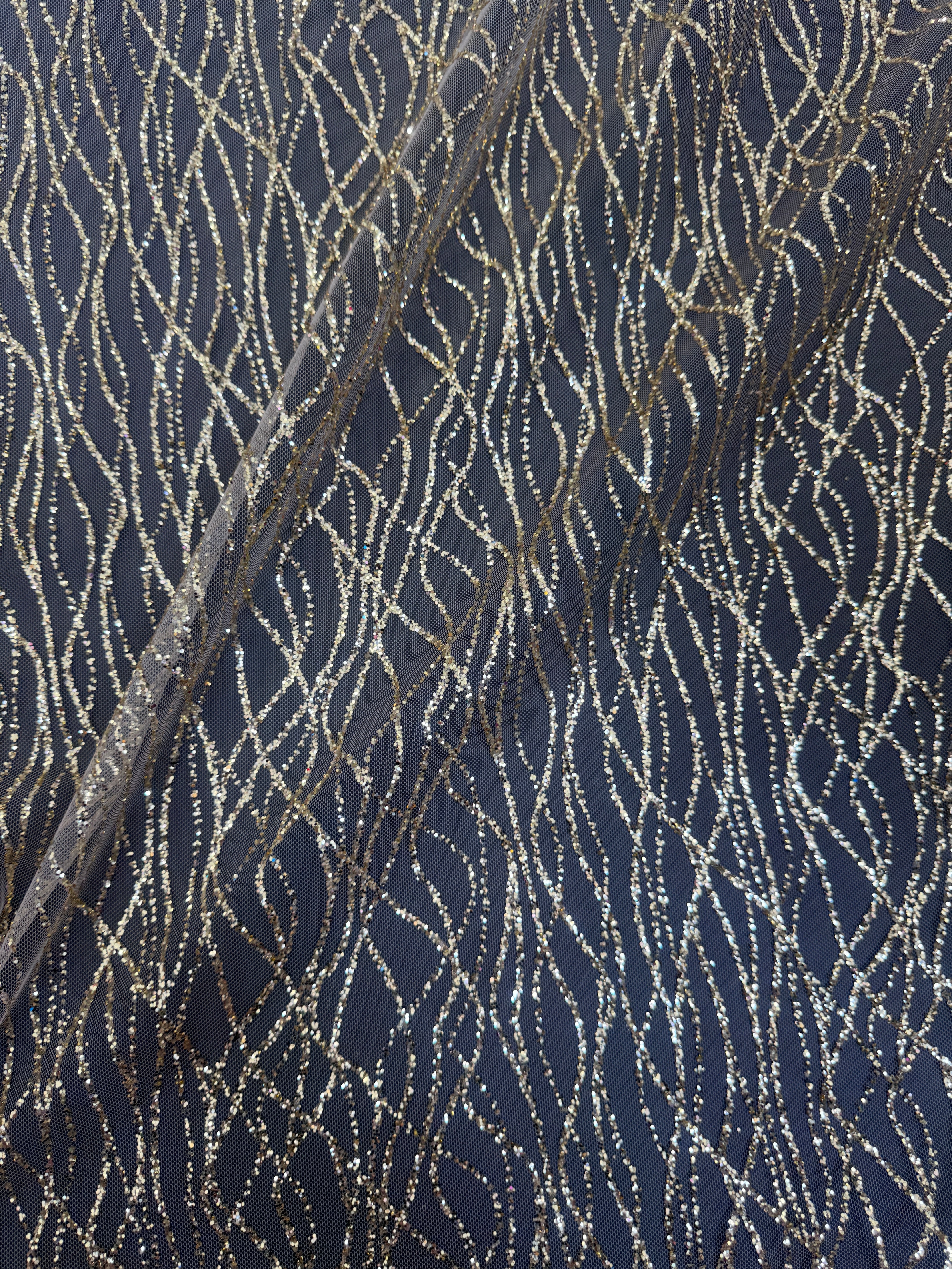 Gold Glitter Lace on Mesh, shop fabrics online, sewing, fabric store, sewing store, cheap fabric store, kiki textiles, textile by the yard