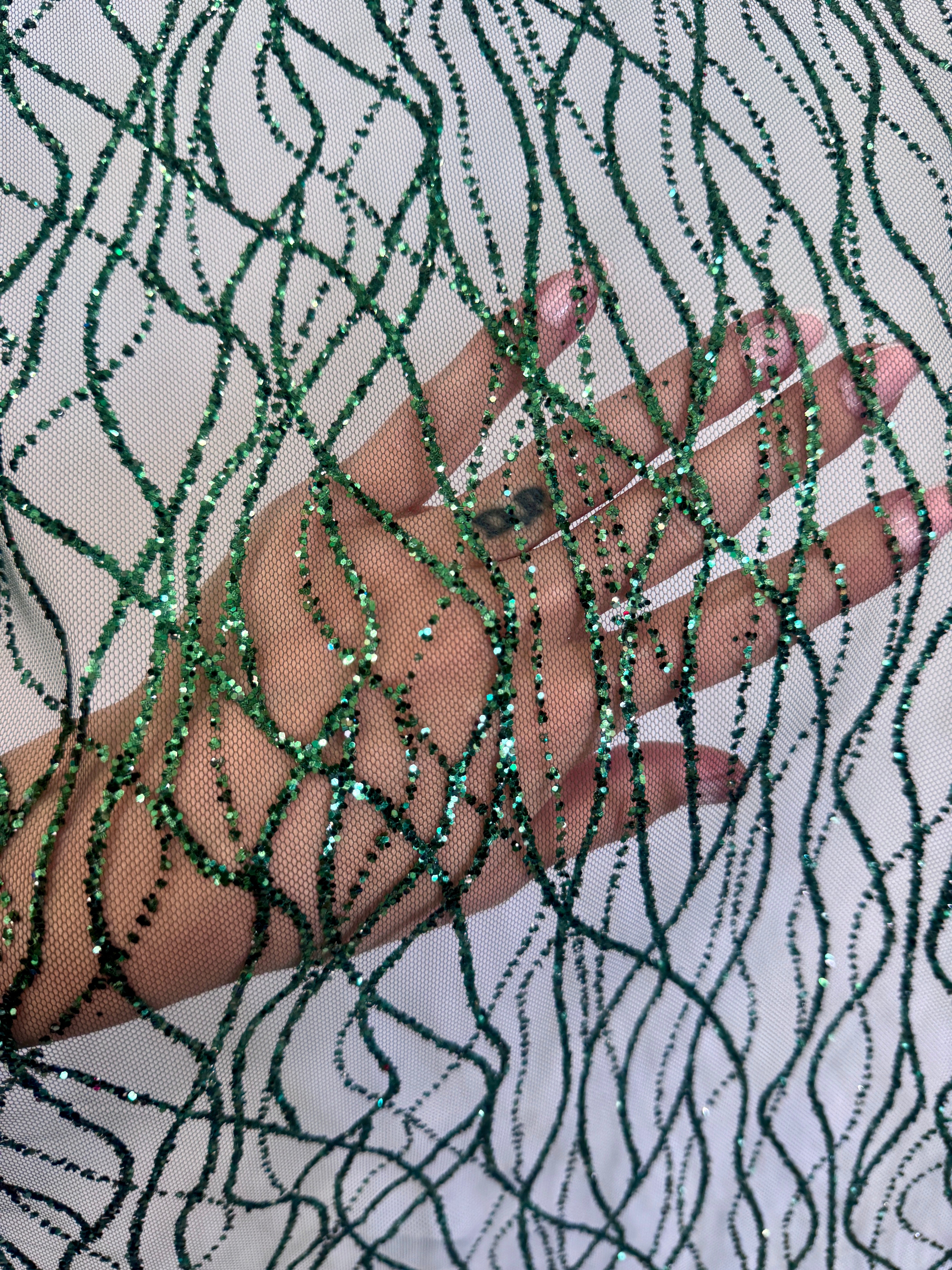 Emerald Green Glitter Lace on Mesh, Gold Glitter Mesh, Nylon lace mesh, lace mesh for woman, lace mesh for bride, lace mesh on sale, lace mesh on discount