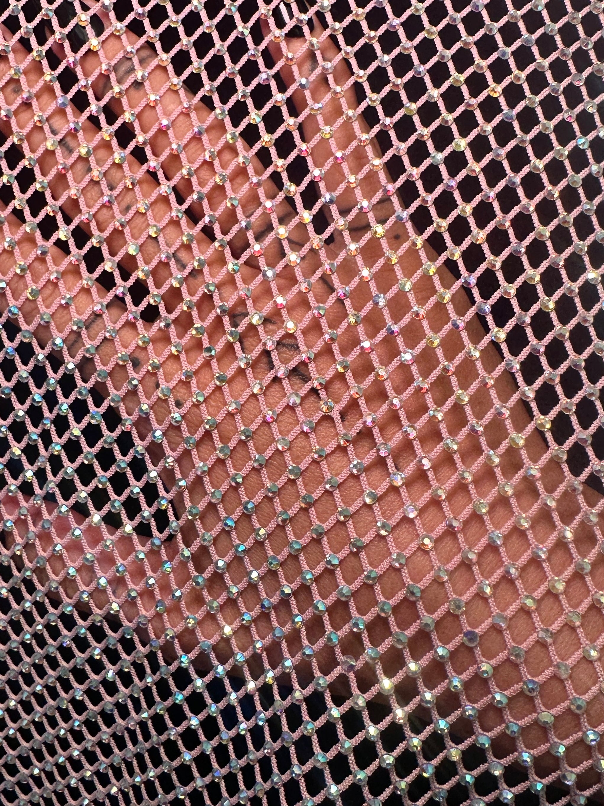 Pink Rhinestone Diamond Fishnet Mesh, Rhinestone Fishnet Mesh, Mesh on Sale, Rhinestone on Mesh, Womens Rhinestone Mesh, Fancy Fishnet Mesh