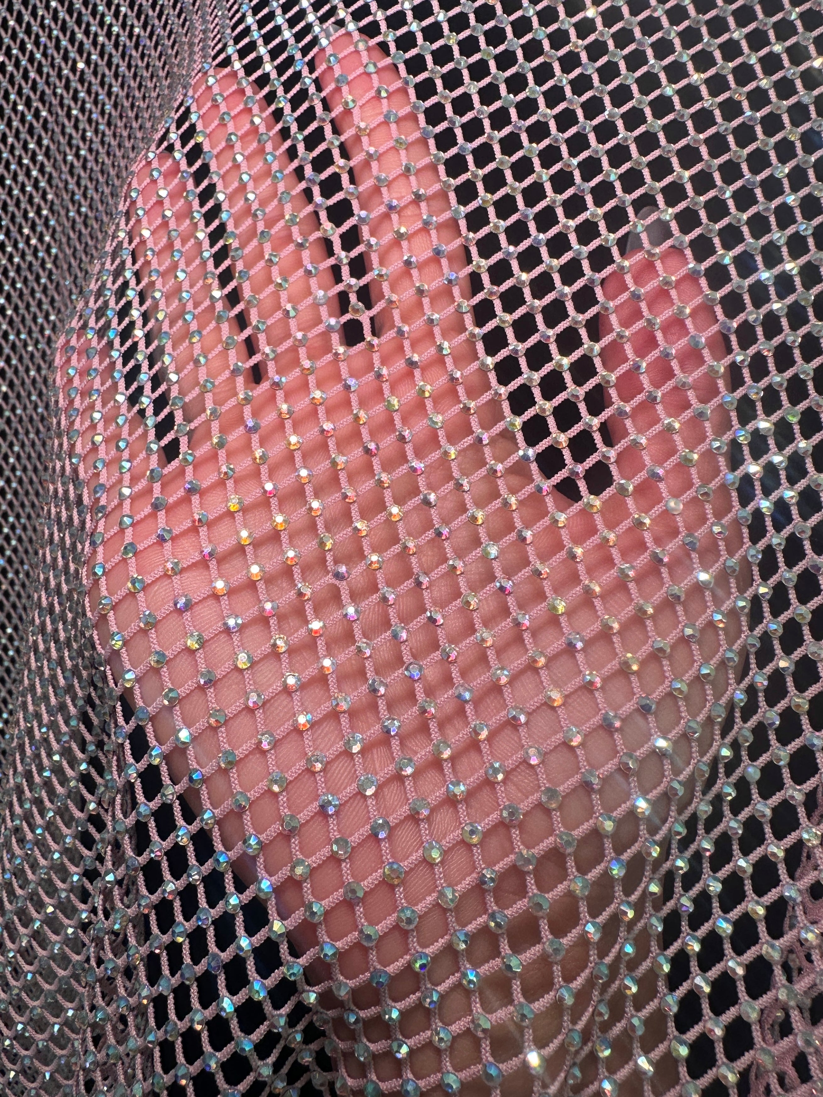 Pink Rhinestone Diamond Fishnet Mesh, Rhinestone Fishnet Mesh, Mesh on Sale, Rhinestone on Mesh, Womens Rhinestone Mesh, Fancy Fishnet Mesh