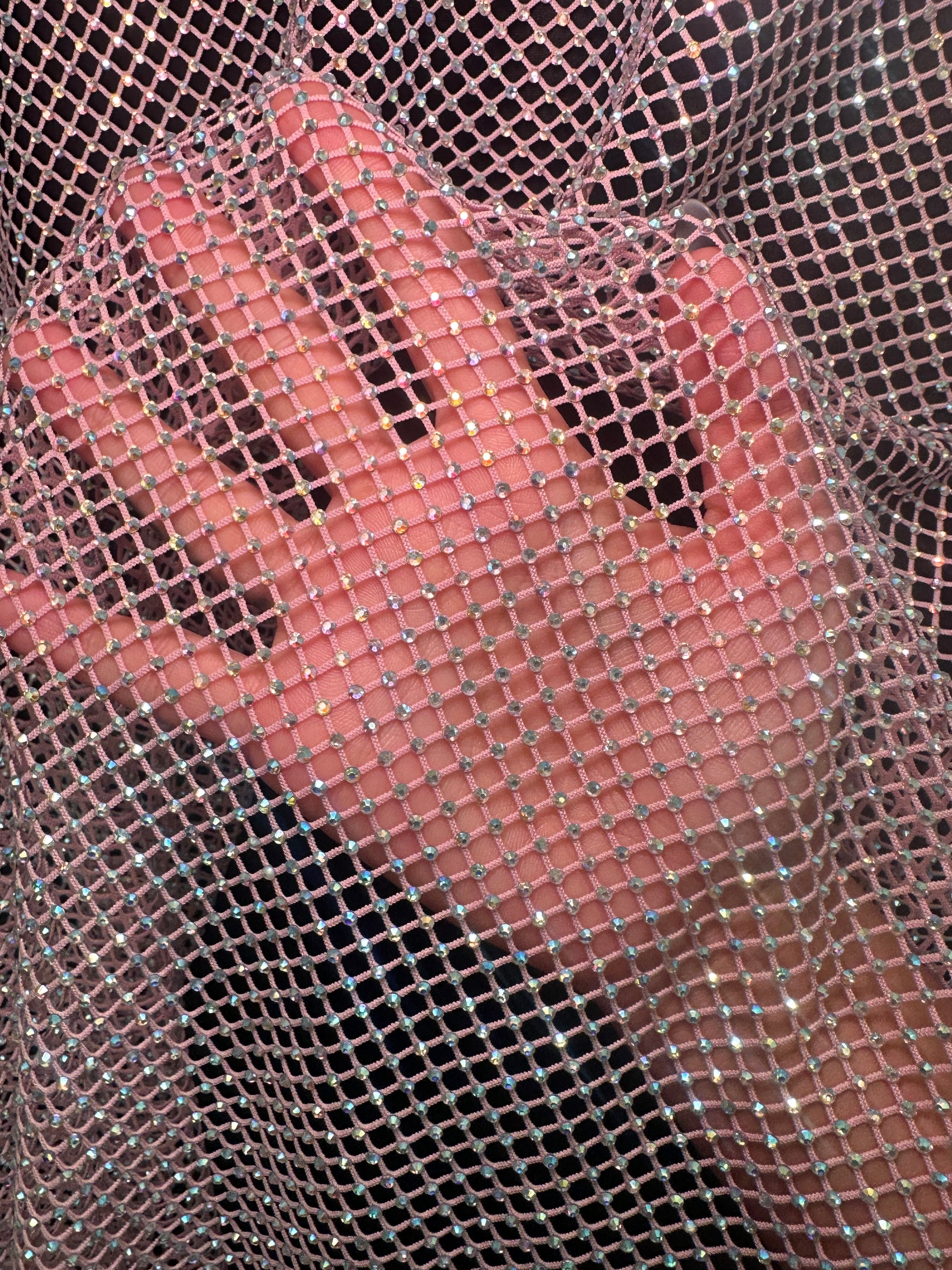 Pink Rhinestone Diamond Fishnet Mesh, Fabric Store, Sewing Store, Cheap Fabric Store, Kiki Textiles, Textile by the Yard
