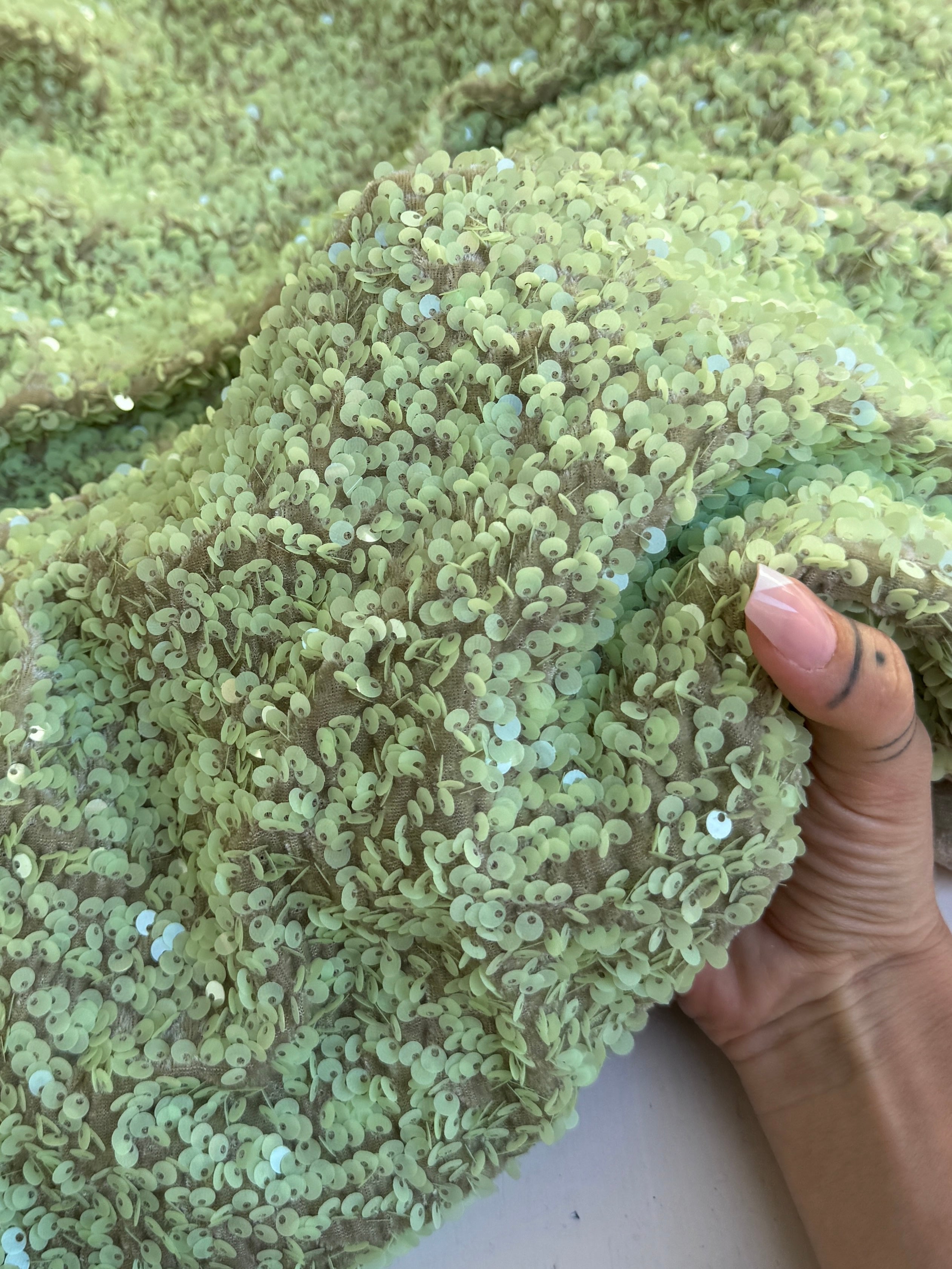pistachio sequin on velvet, light green sequin on velvet, dark green sequin on velvet, green sequin on velvet, sequin on velvet for woman, sequin on velvet for bride, premium sequin on velvet, sequin on velvet on discount, sequin on velvet on sale, buy sequin on velvet online