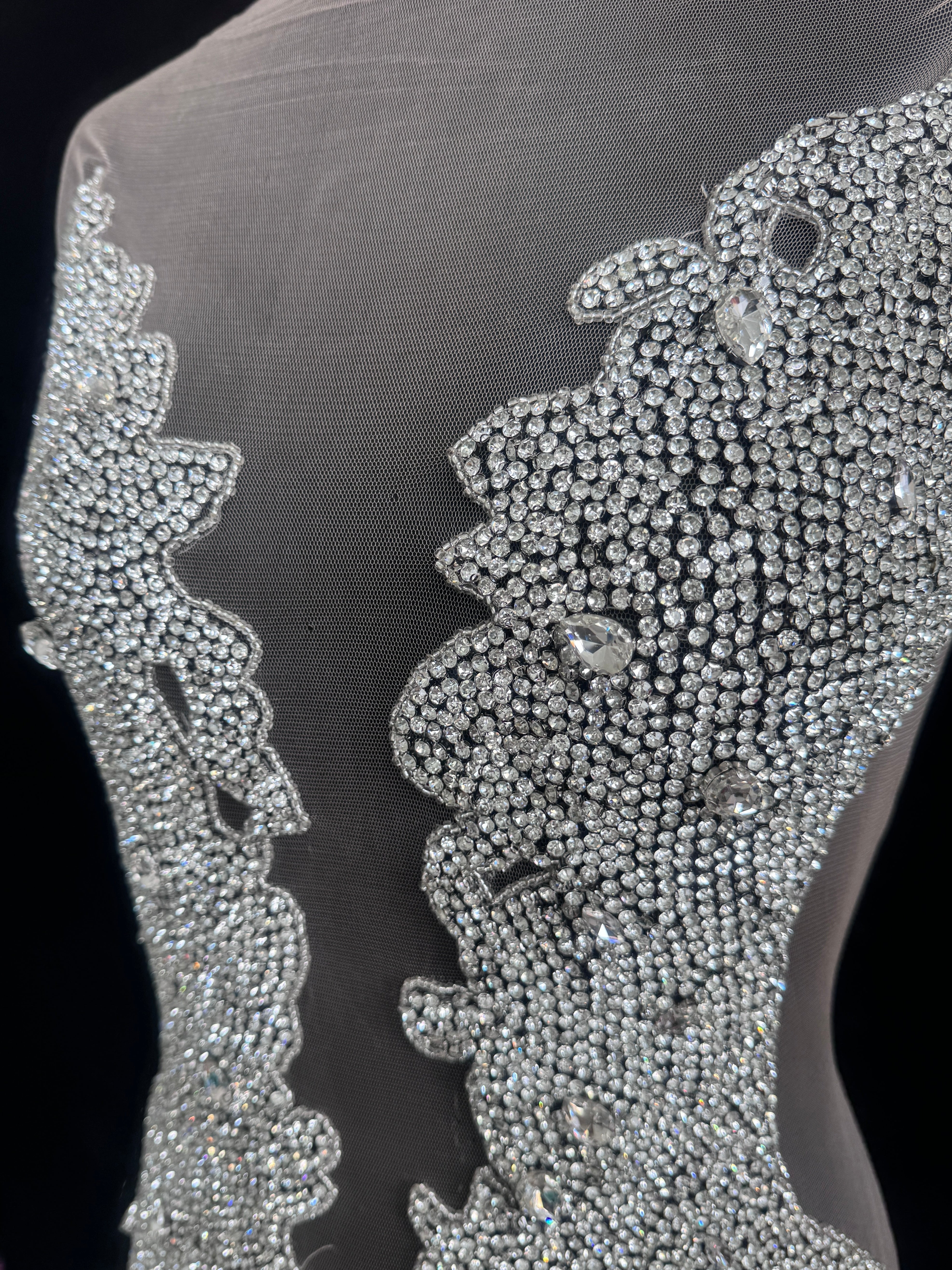 Maddy Silver Rhinestone Bodice Appliqué, Shop Fabrics Online, Sewing, Fabric Store, Sewing Store, Cheap Fabric Store, Kiki Textiles, Textile by the Yard