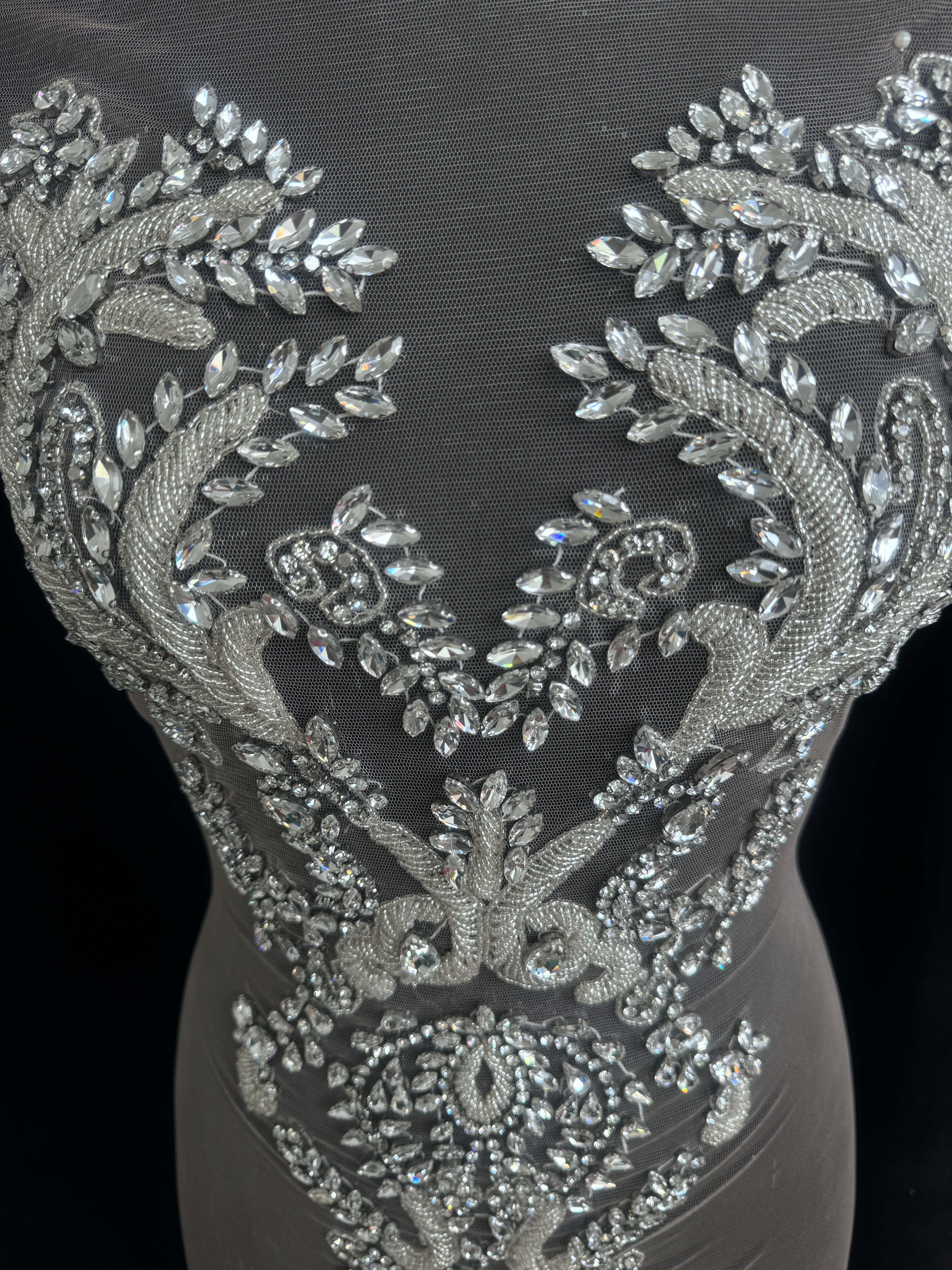 Luna Silver Rhinestone Bodice Appliqué, Shop Fabrics Online, Sewing, Fabric Store, Sewing Store, Cheap Fabric Store, Kiki Textiles, Textile by the Yard