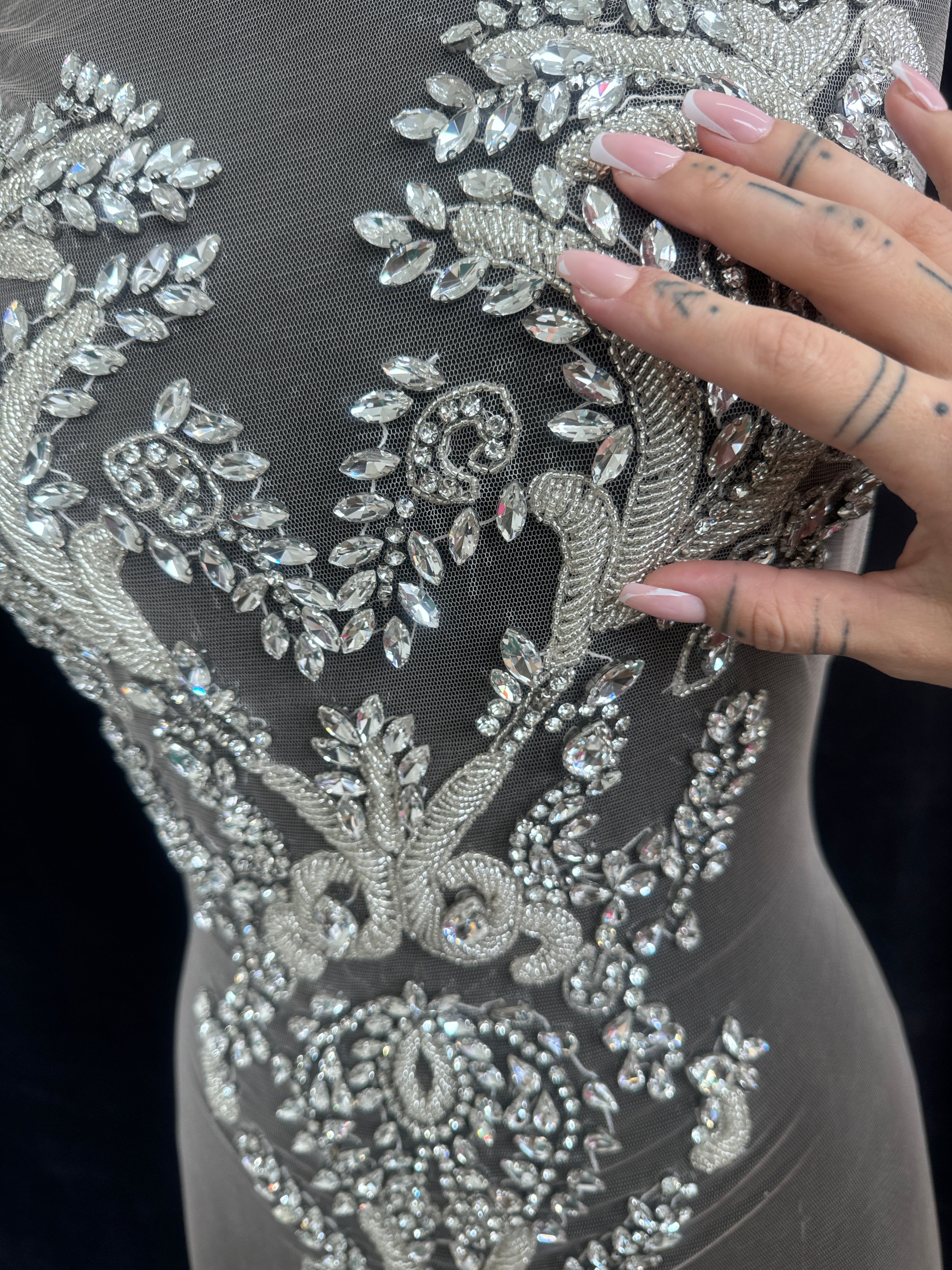 Luna Silver Rhinestone Bodice Appliqué, Shop Fabrics Online, Sewing, Fabric Store, Sewing Store, Cheap Fabric Store, Kiki Textiles, Textile by the Yard