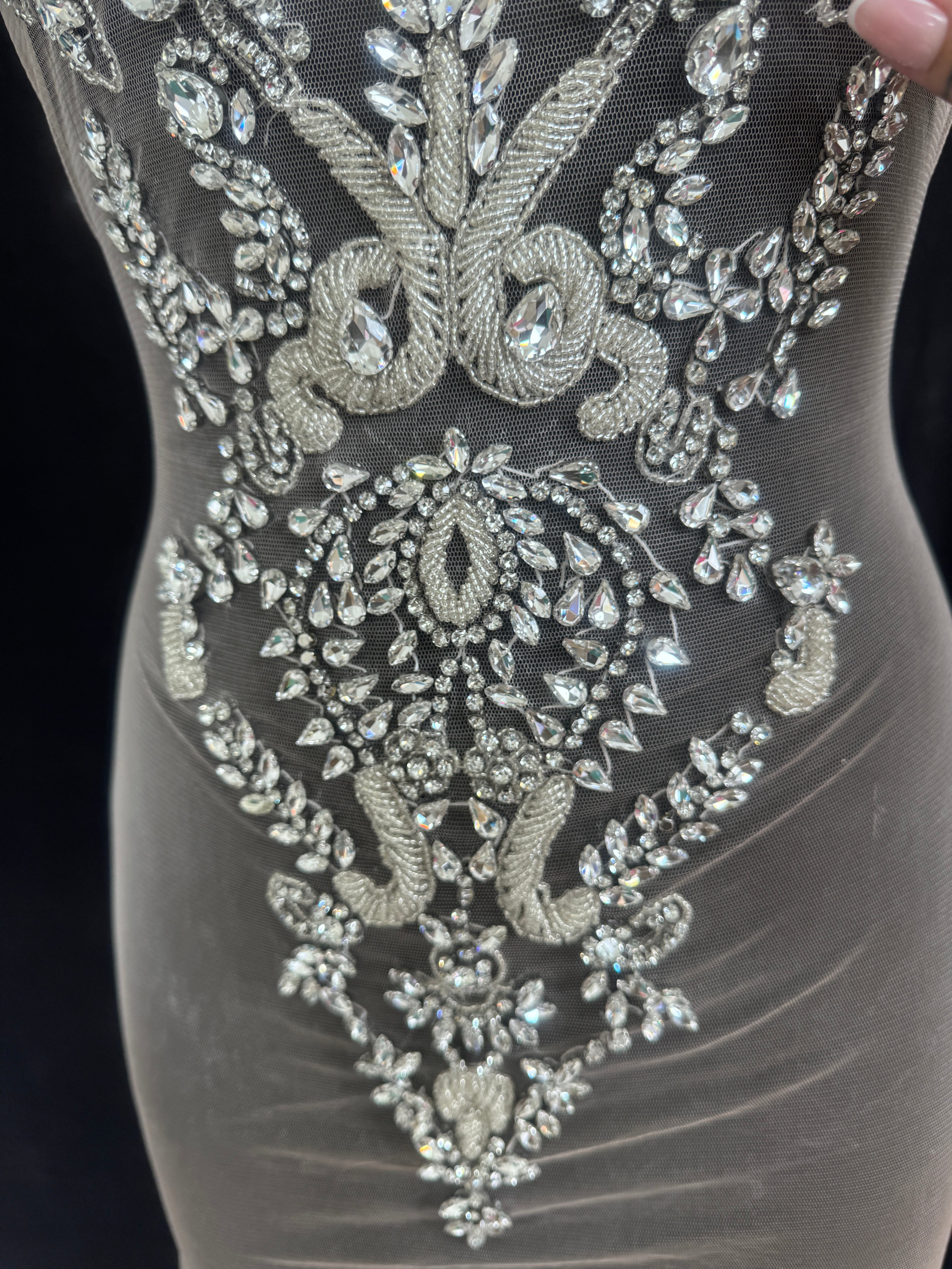 Luna Silver Rhinestone Bodice Appliqué, Shop Fabrics Online, Sewing, Fabric Store, Sewing Store, Cheap Fabric Store, Kiki Textiles, Textile by the Yard