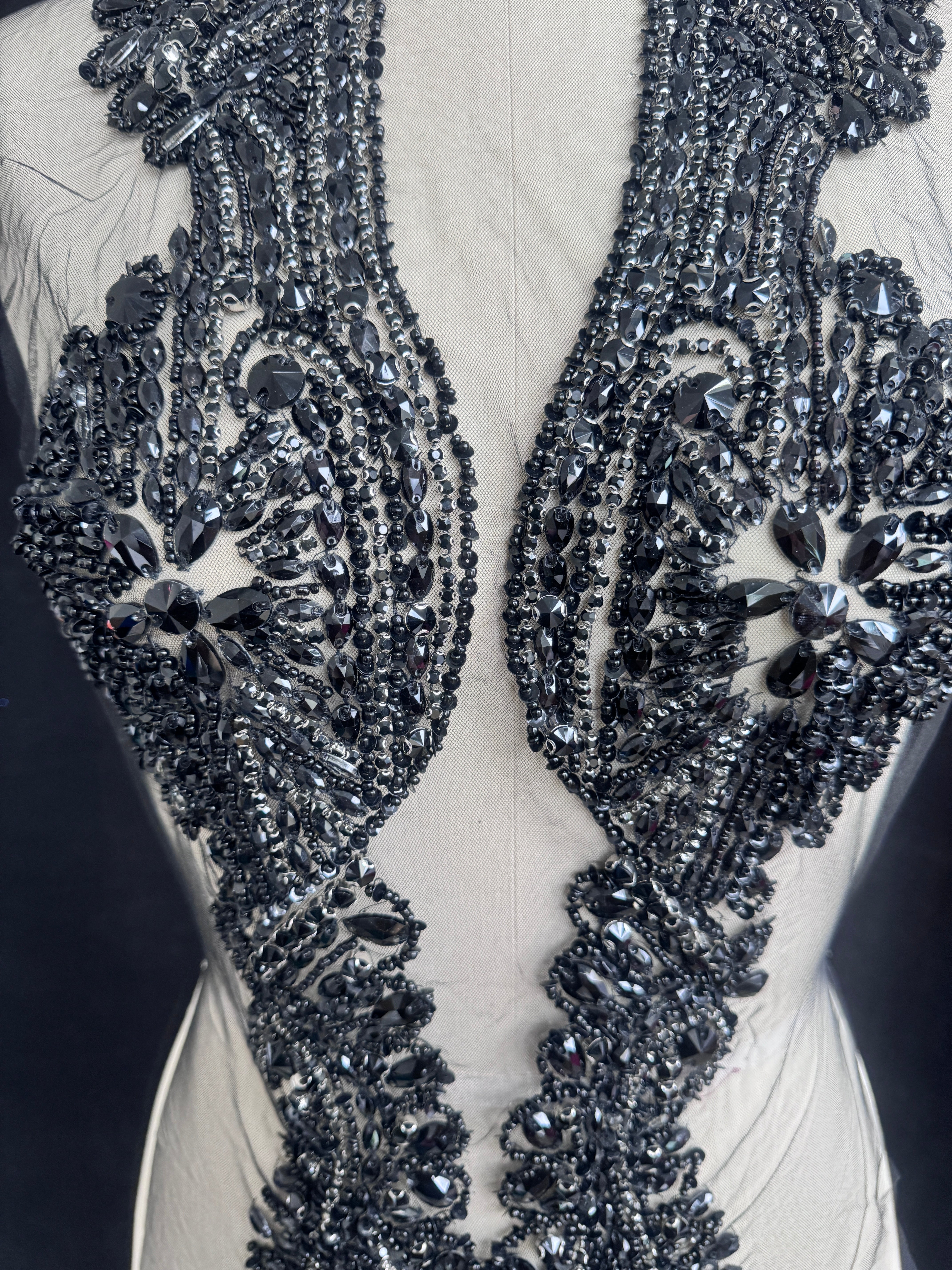 Nico Black Rhinestone Bodice Appliqué, Shop Fabrics Online, Sewing, Fabric Store, Sewing Store, Cheap Fabric Store, Kiki Textiles, Textile by the Yard