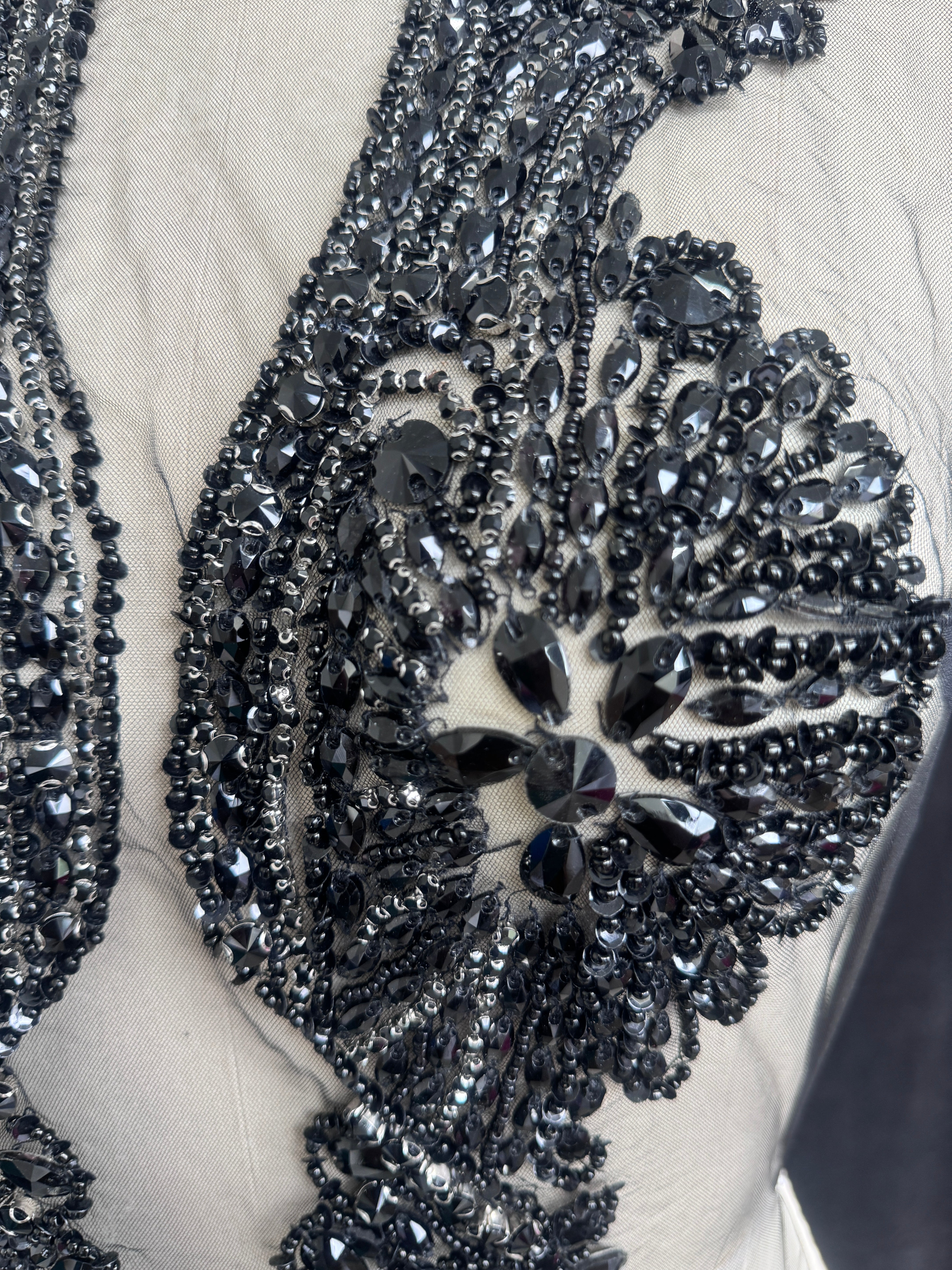 Nico Black Rhinestone Bodice Appliqué, Black Rhinestones Applique, Embellished clothing, Rhinestone applications, Rhinestone embroidery, Rhinestone patch, Dress patch, Rhinestones for dress