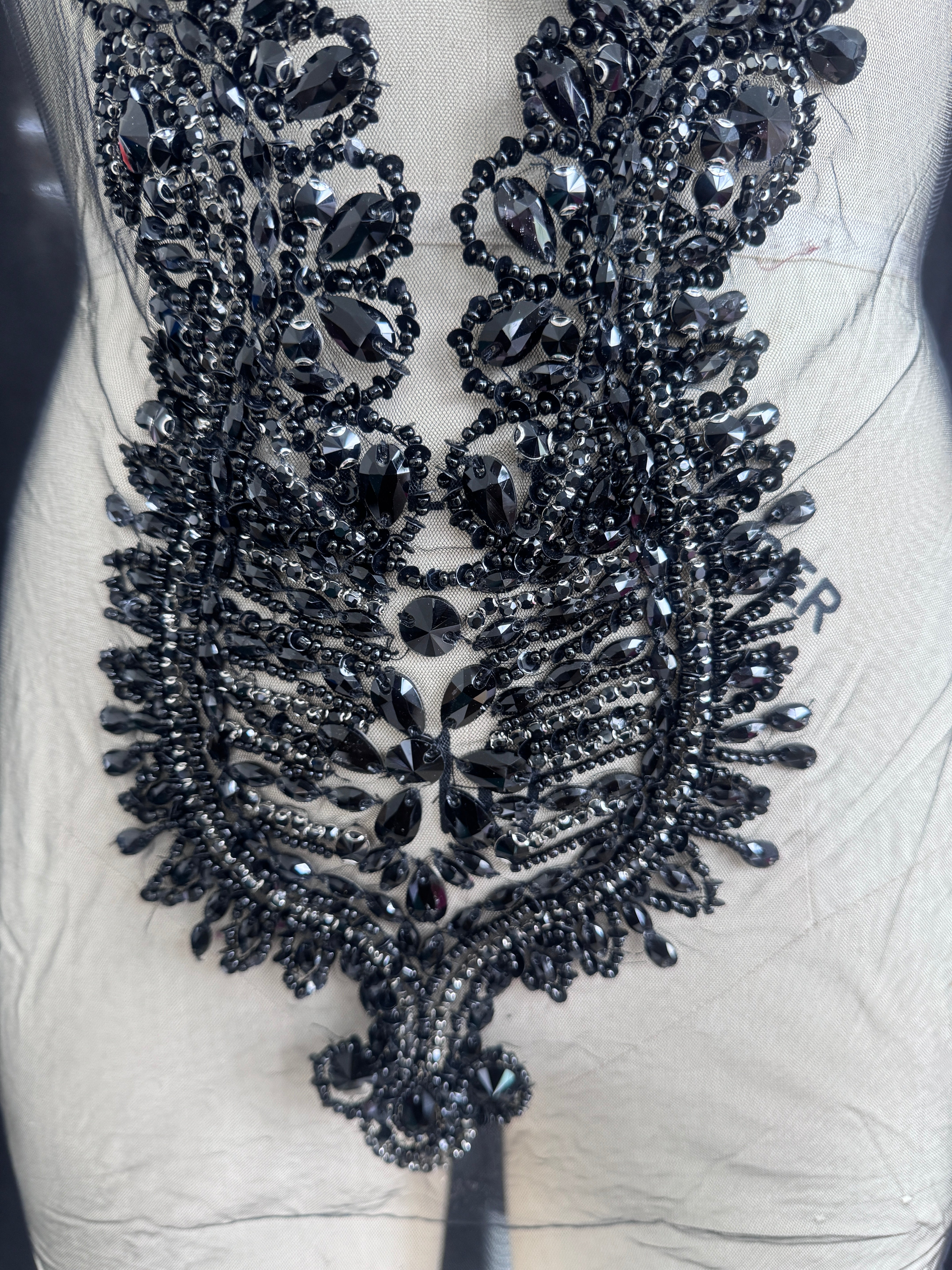 Nico Black Rhinestone Bodice Appliqué, Black Rhinestones Applique, Embellished clothing, Rhinestone applications, Rhinestone embroidery, Rhinestone patch, Dress patch, Rhinestones for dress