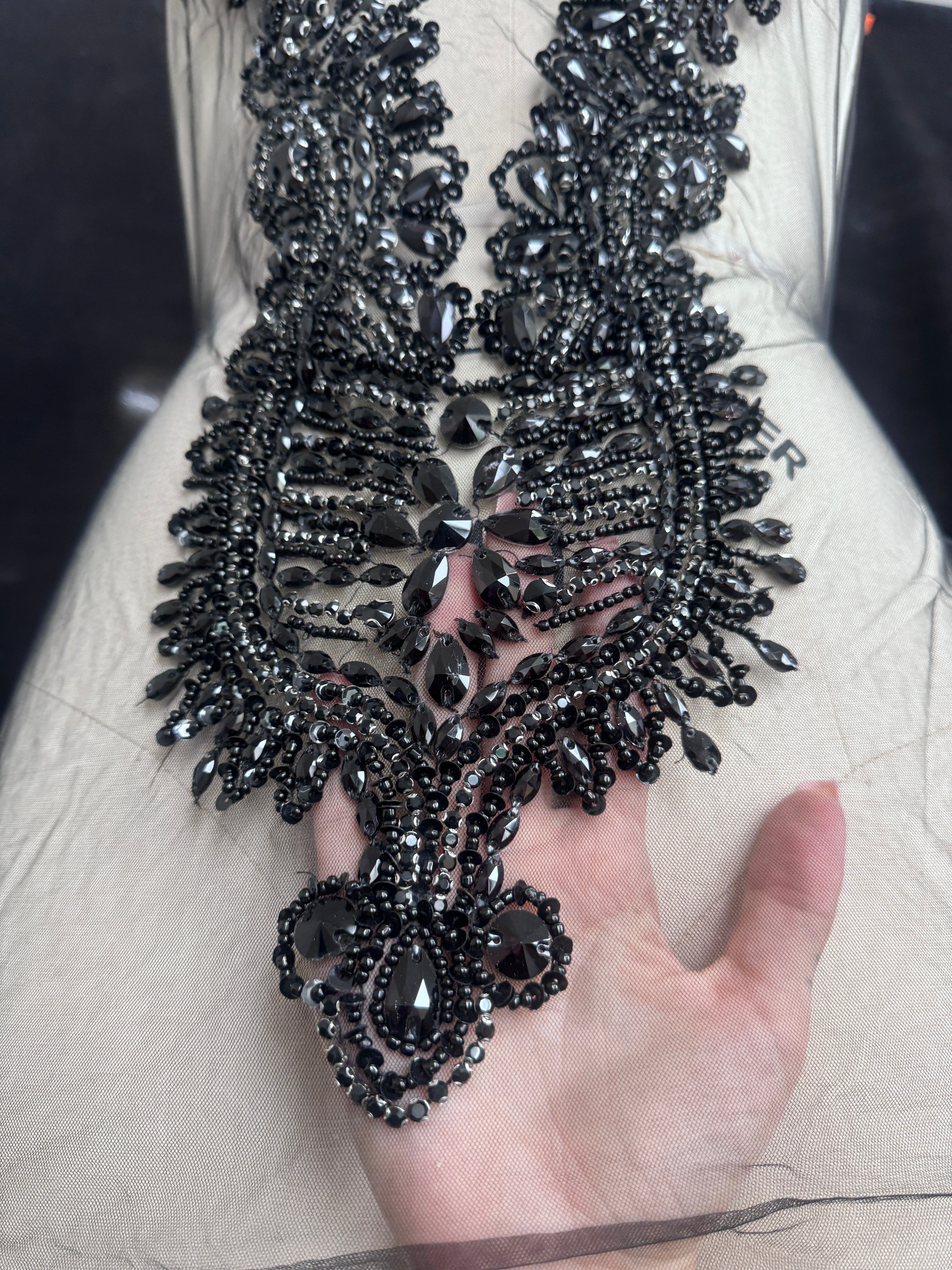 Nico Black Rhinestone Bodice Appliqué, Shop Fabrics Online, Sewing, Fabric Store, Sewing Store, Cheap Fabric Store, Kiki Textiles, Textile by the Yard