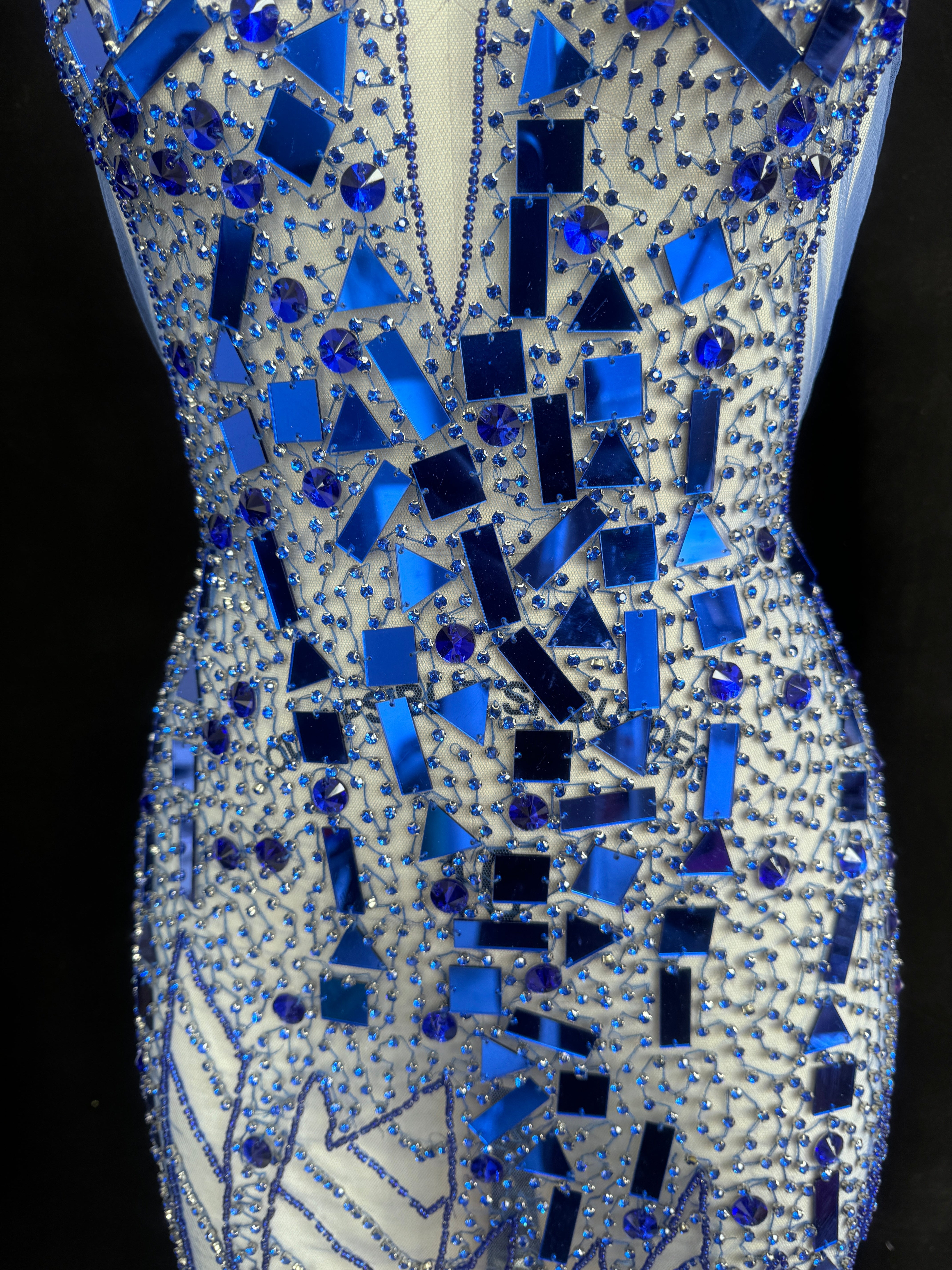 Anne Royal Blue Rhinestone Bodice Appliqué, Royal Blue Rhinestones Applique, Embellished Clothing, Rhinestone Applications, Rhinestone Embroidery, Rhinestone Patch, Dress Patch, Rhinestones for Dress