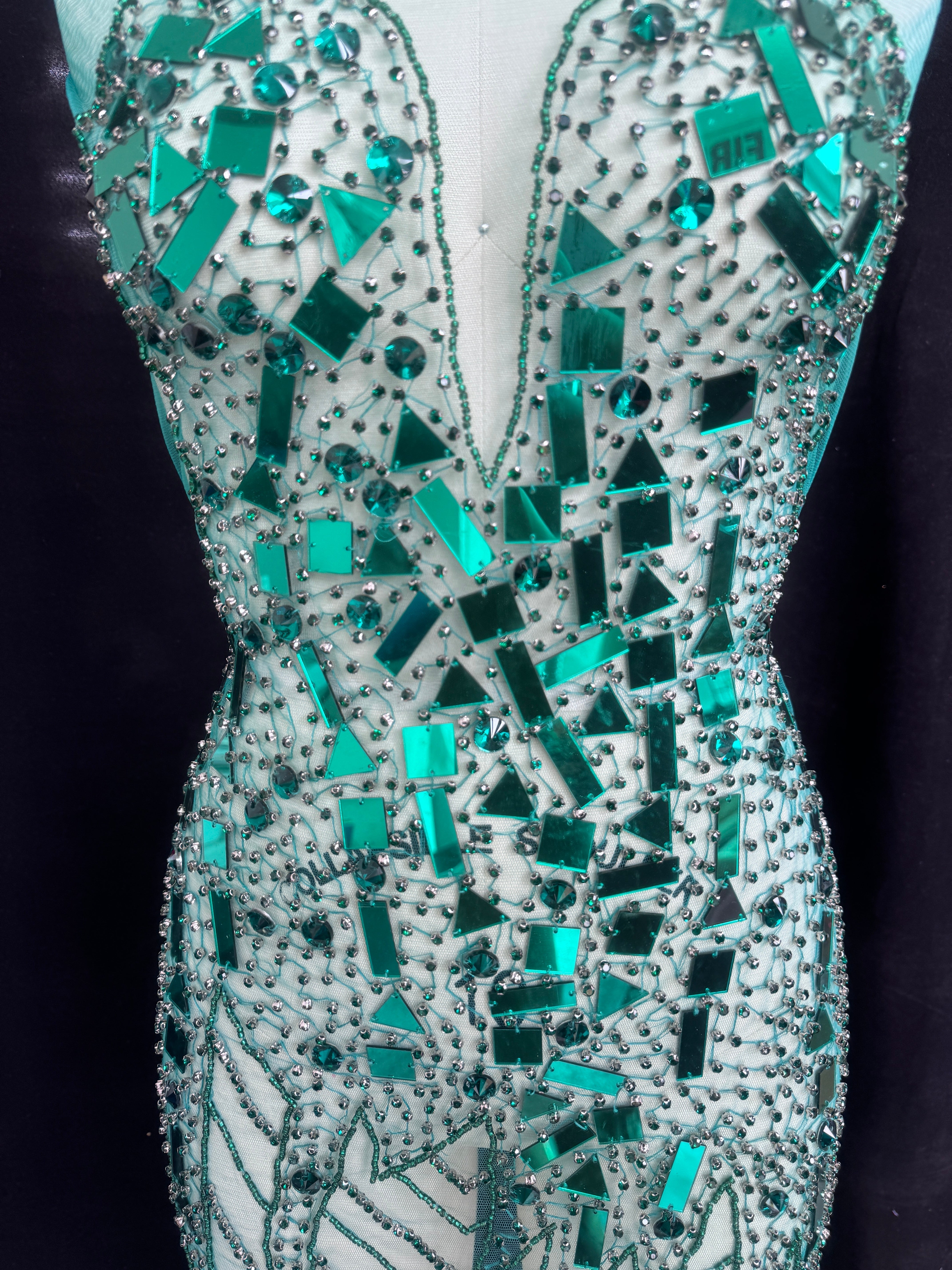 Maddy Emerald Green Rhinestone Bodice Appliqué, Shop Fabrics Online, Sewing, Fabric Store, Sewing Store, Cheap Fabric Store, Kiki Textiles, Textile by the Yard