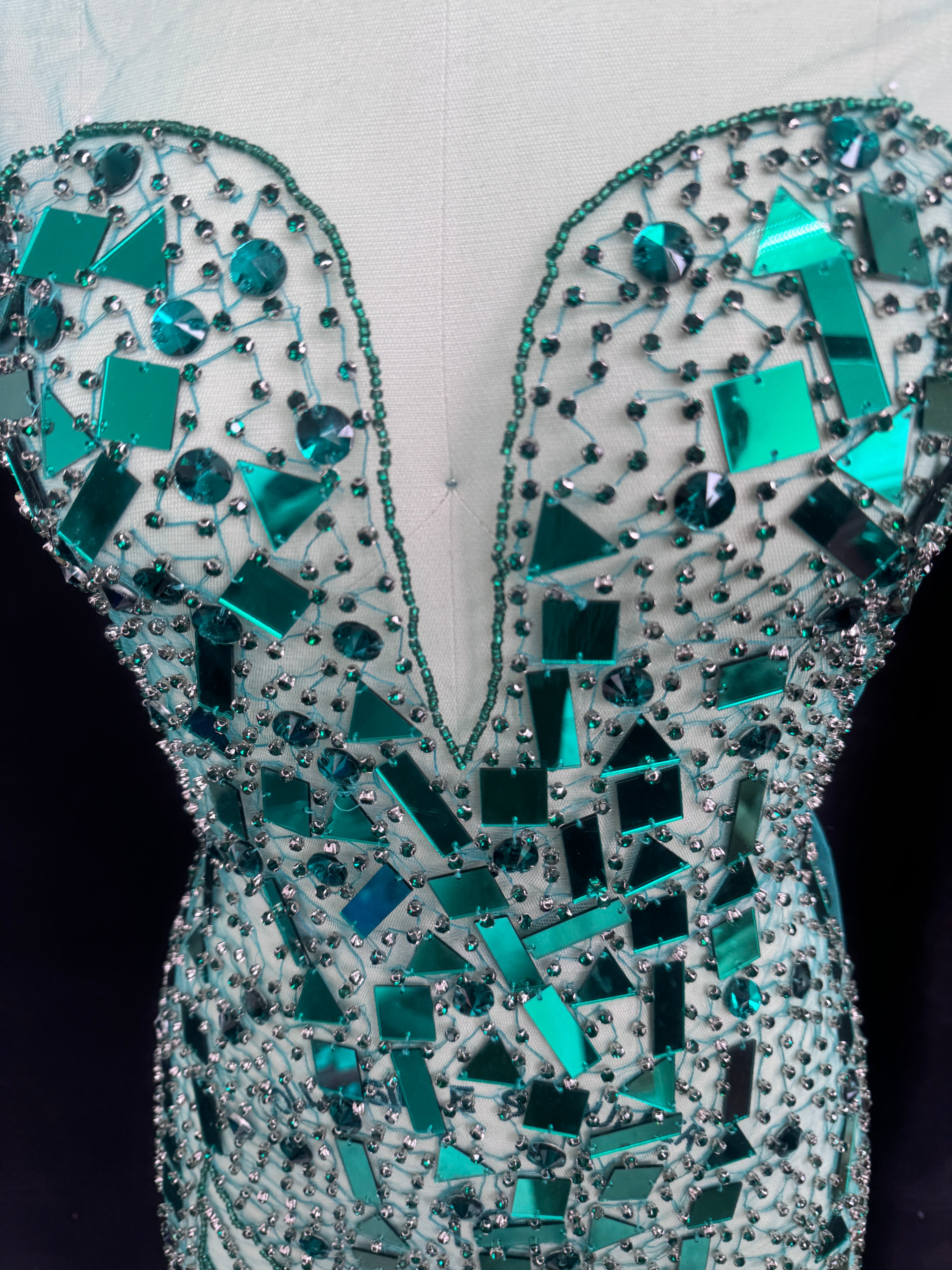 Maddy Emerald Green Rhinestone Bodice Appliqué, Shop Fabrics Online, Sewing, Fabric Store, Sewing Store, Cheap Fabric Store, Kiki Textiles, Textile by the Yard