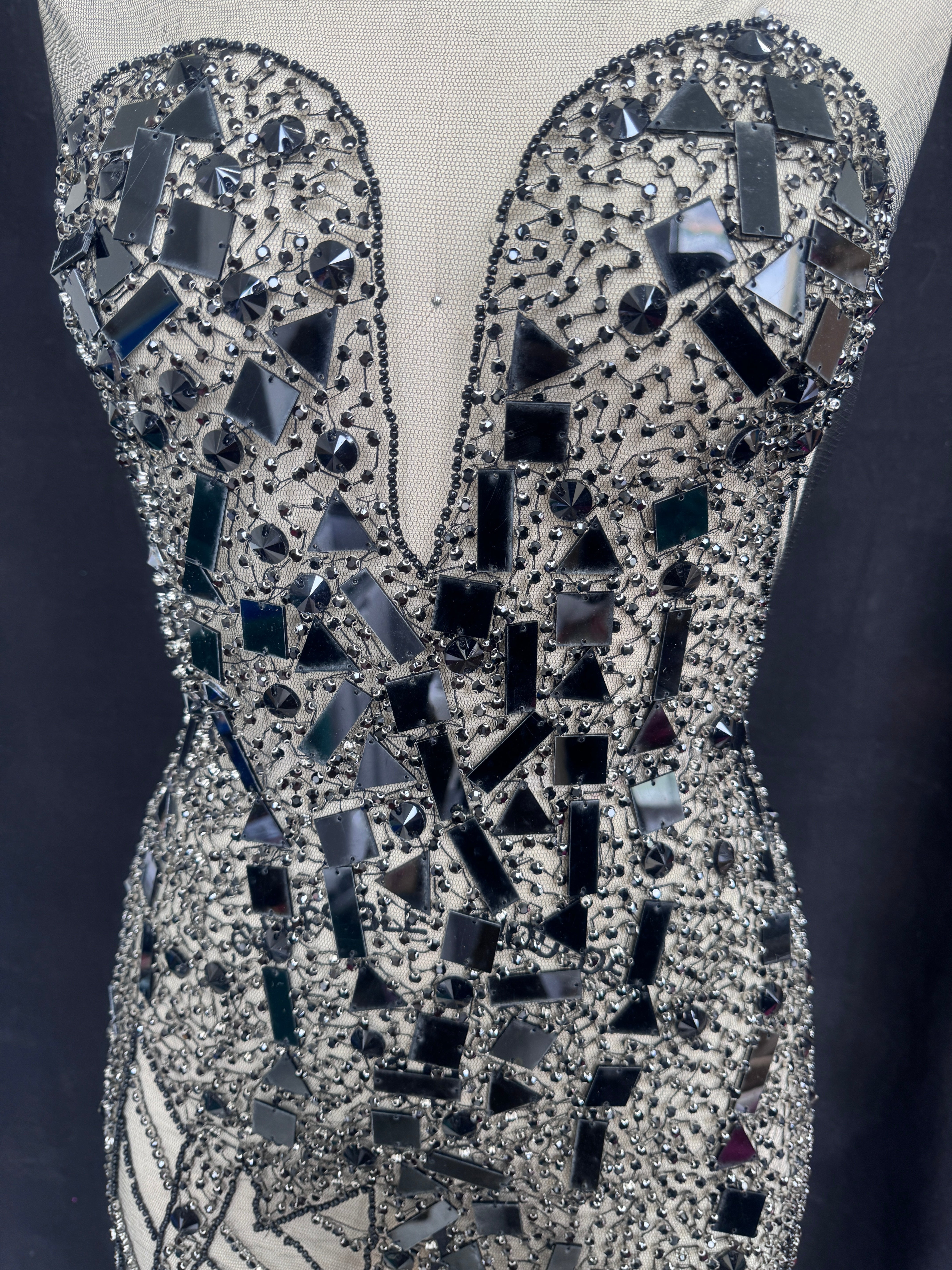 Maddy Black Rhinestone Bodice Appliqué, Black Rhinestones Applique, Embellished clothing, Rhinestone applications, Rhinestone embroidery, Rhinestone patch, Dress patch, Rhinestones for dress