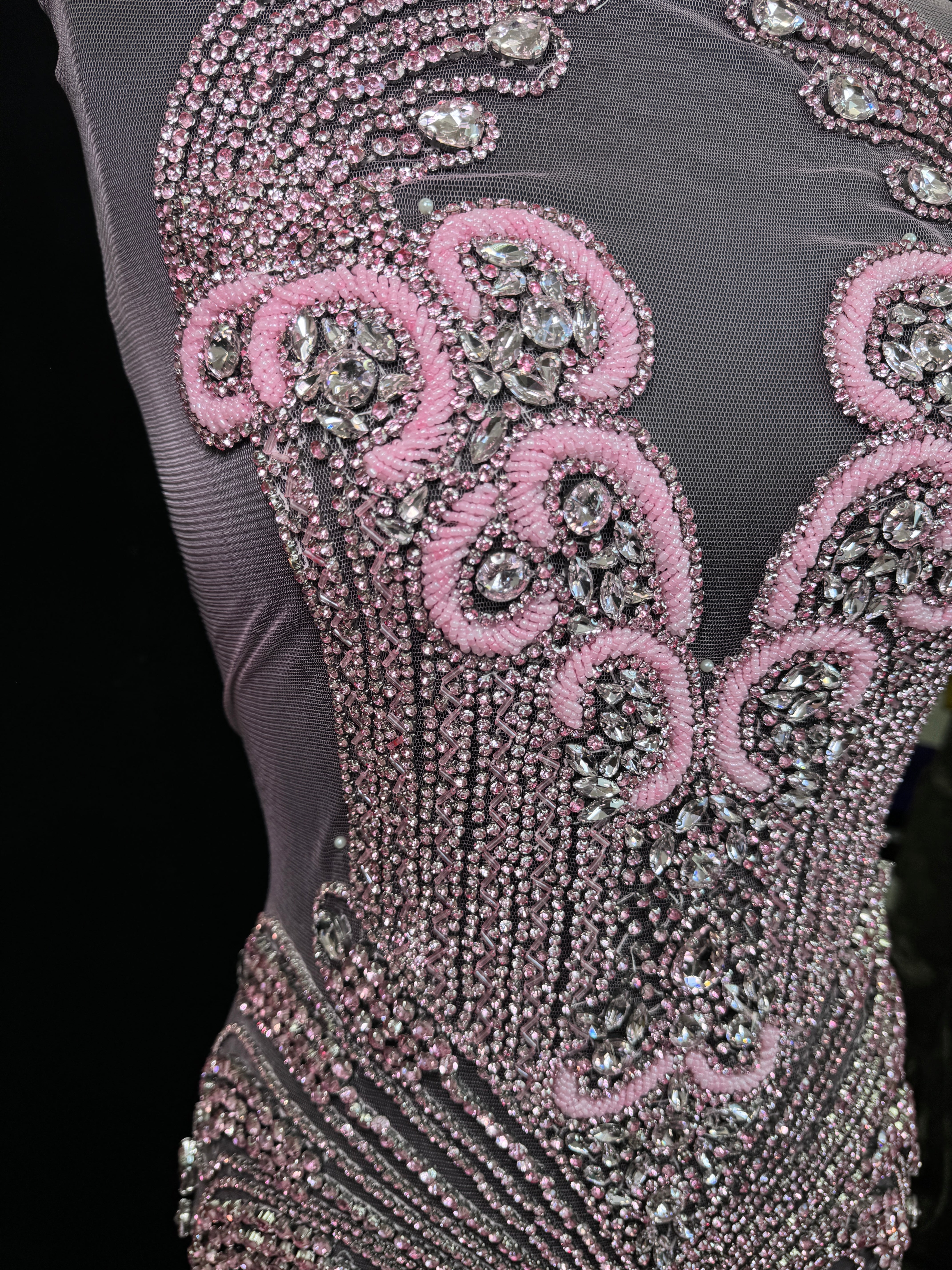 Tina Baby Pink Rhinestone Bodice Applique, pink rhinestone, dark pink rhinestone, light pink rhinestone,