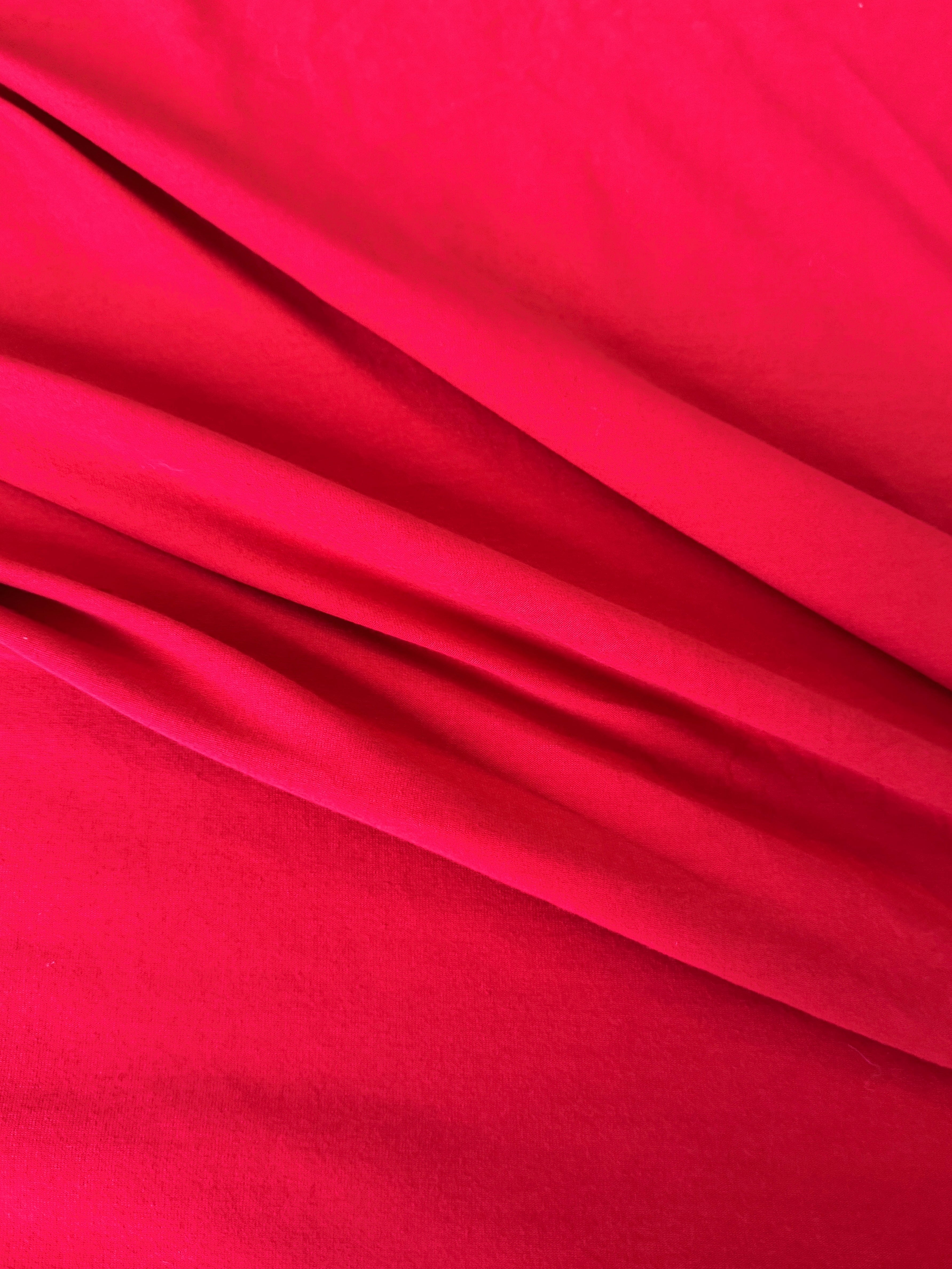 Red Cotton Jersey Knit,  Red Cotton Knit, Premium knit, knit for dresses, Stretch Fabric, Breathable fabric, 4 way stretch fabric, Eco-friendly fabric