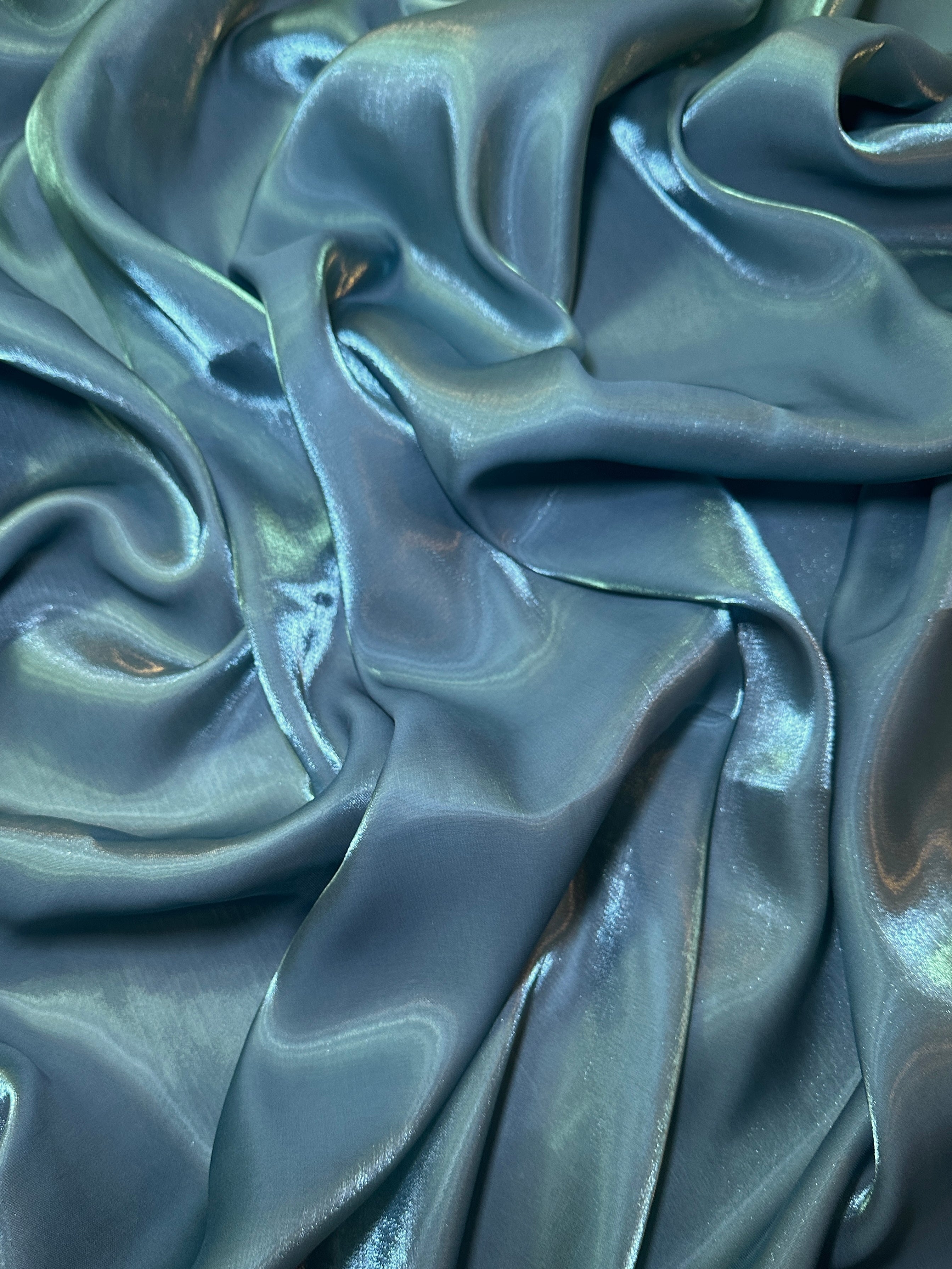 Teal Green Water Liquid Shimmery Chiffon, Fabric Store, Sewing Store, Cheap Fabric Store, Kiki Textiles, Textile by the Yard