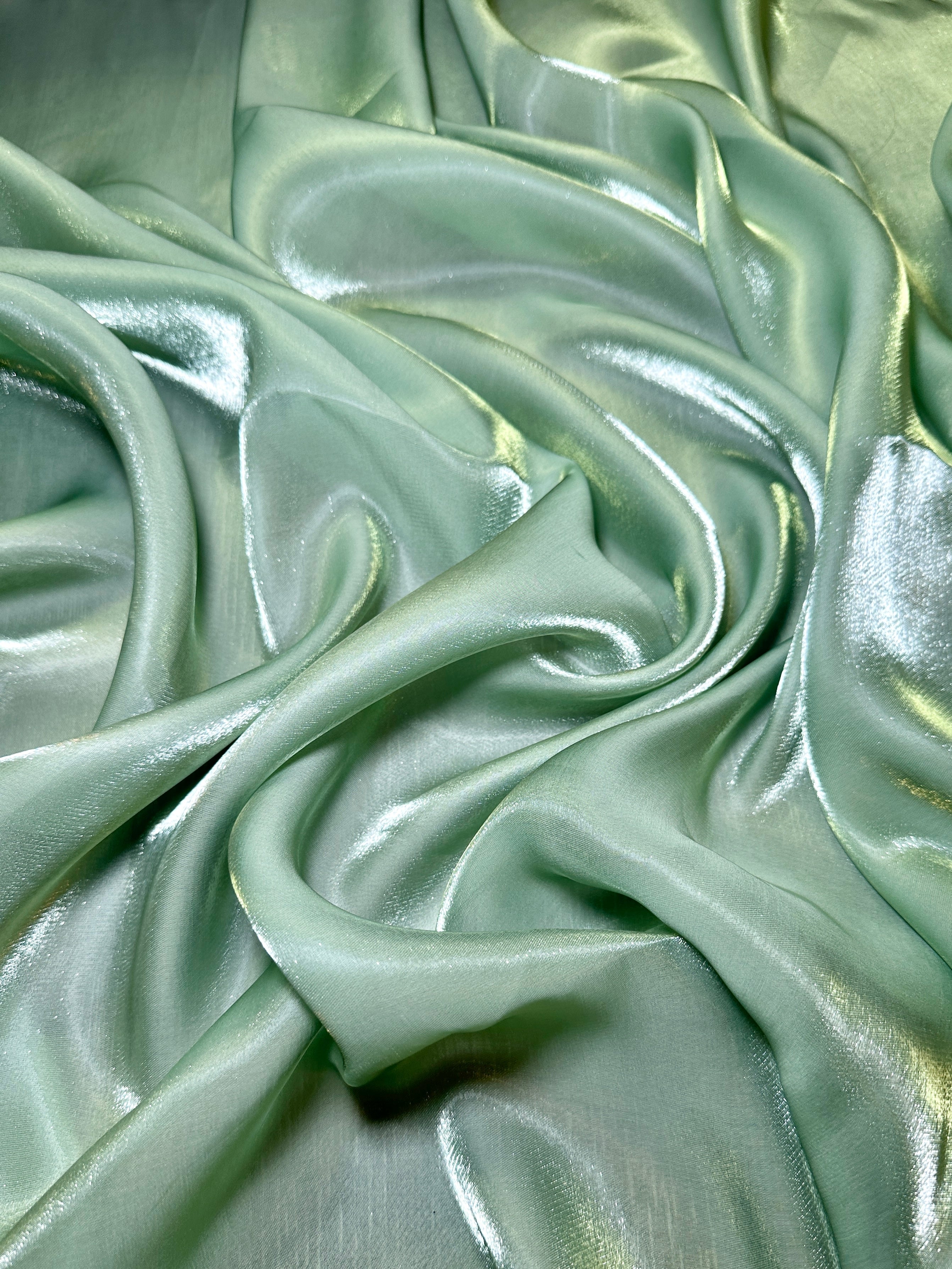 Sage Green Water Liquid Shimmery Chiffon, Fabric Store, Sewing Store, Cheap Fabric Store, Kiki Textiles, Textile by the Yard