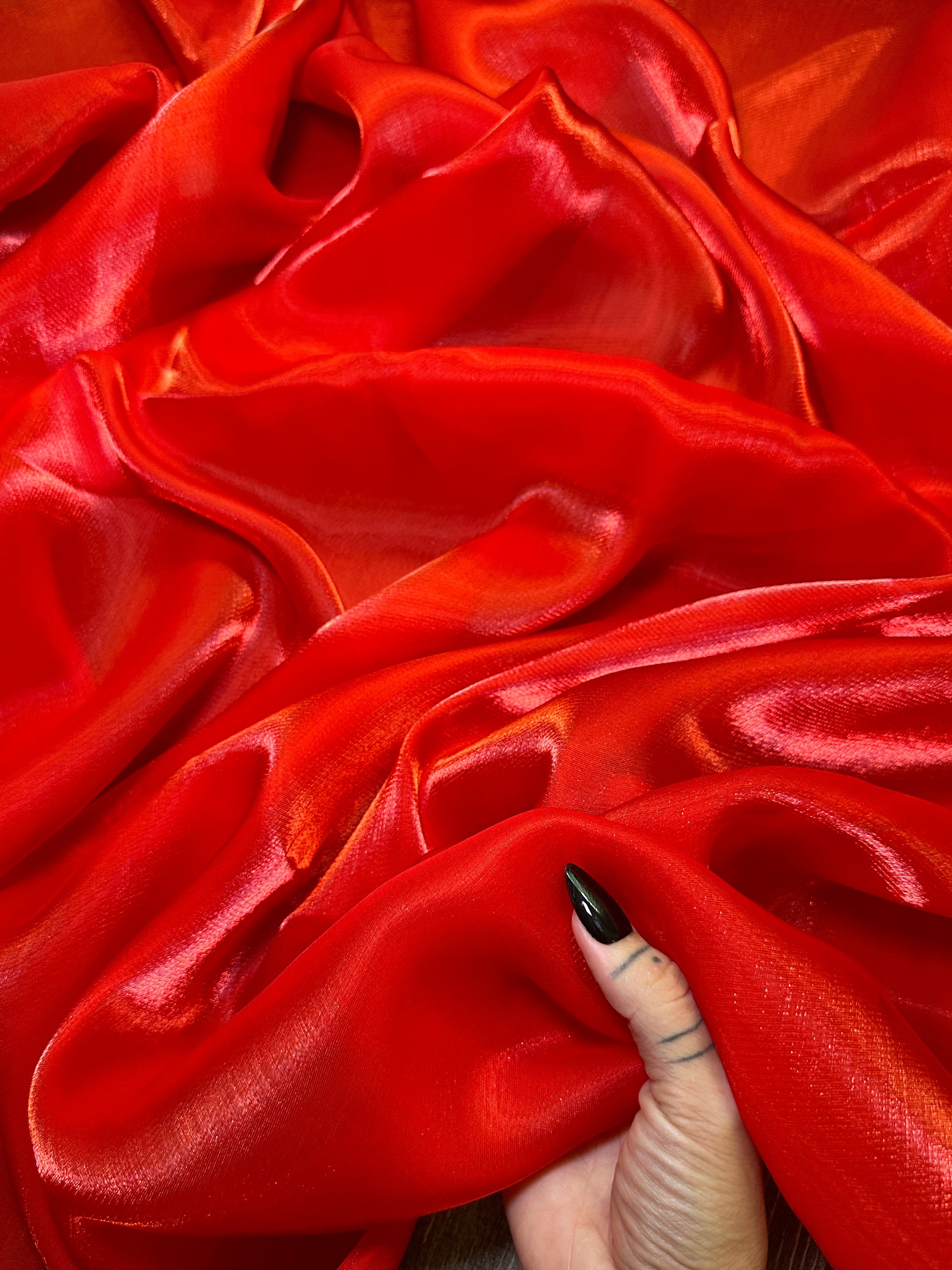 Red Water Liquid Shimmery Chiffon, Fabric Store, Sewing Store, Cheap Fabric Store, Kiki Textiles, Textile by the Yard