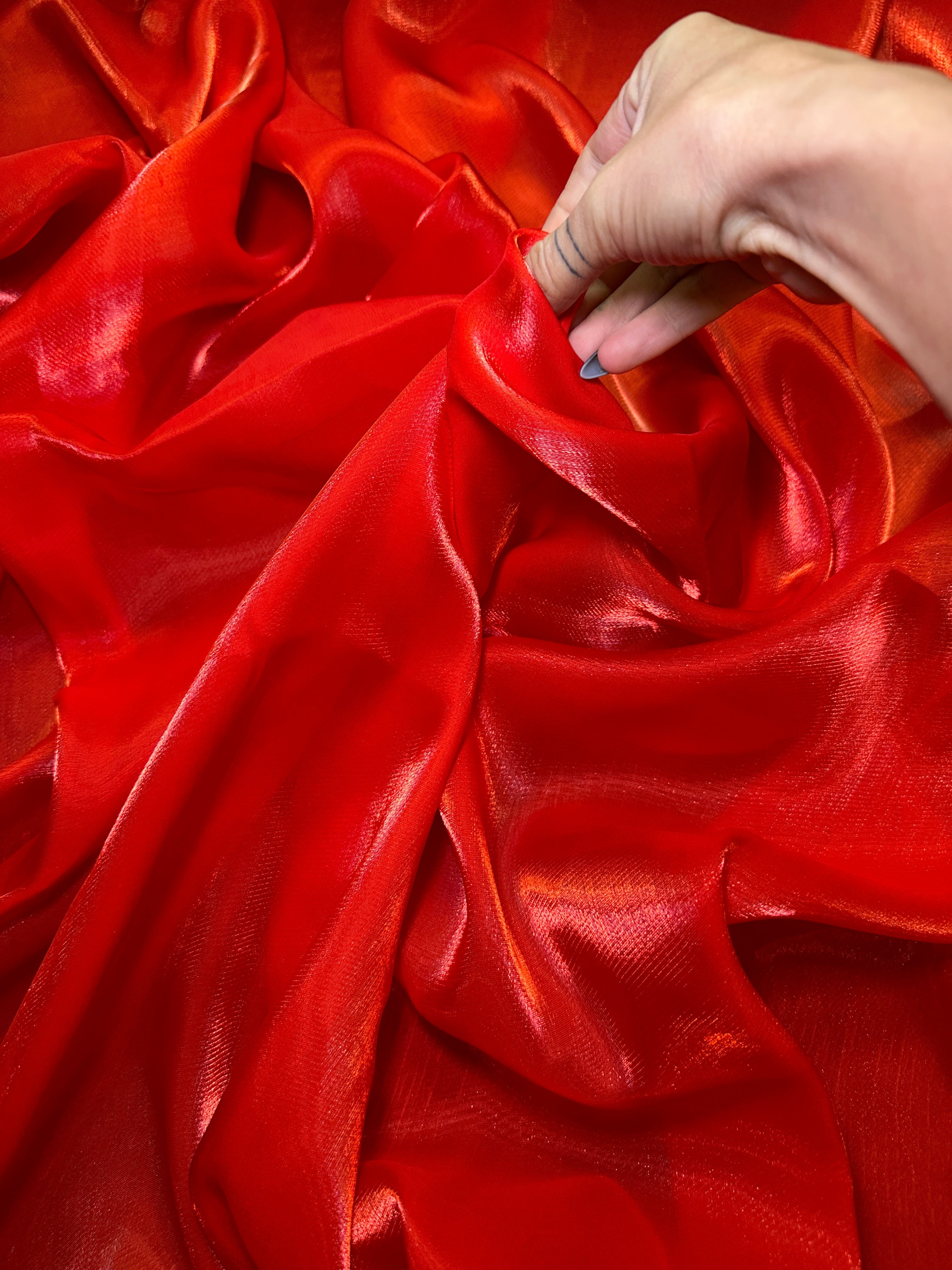 Red Water Liquid Shimmery Chiffon, Fabric Store, Sewing Store, Cheap Fabric Store, Kiki Textiles, Textile by the Yard