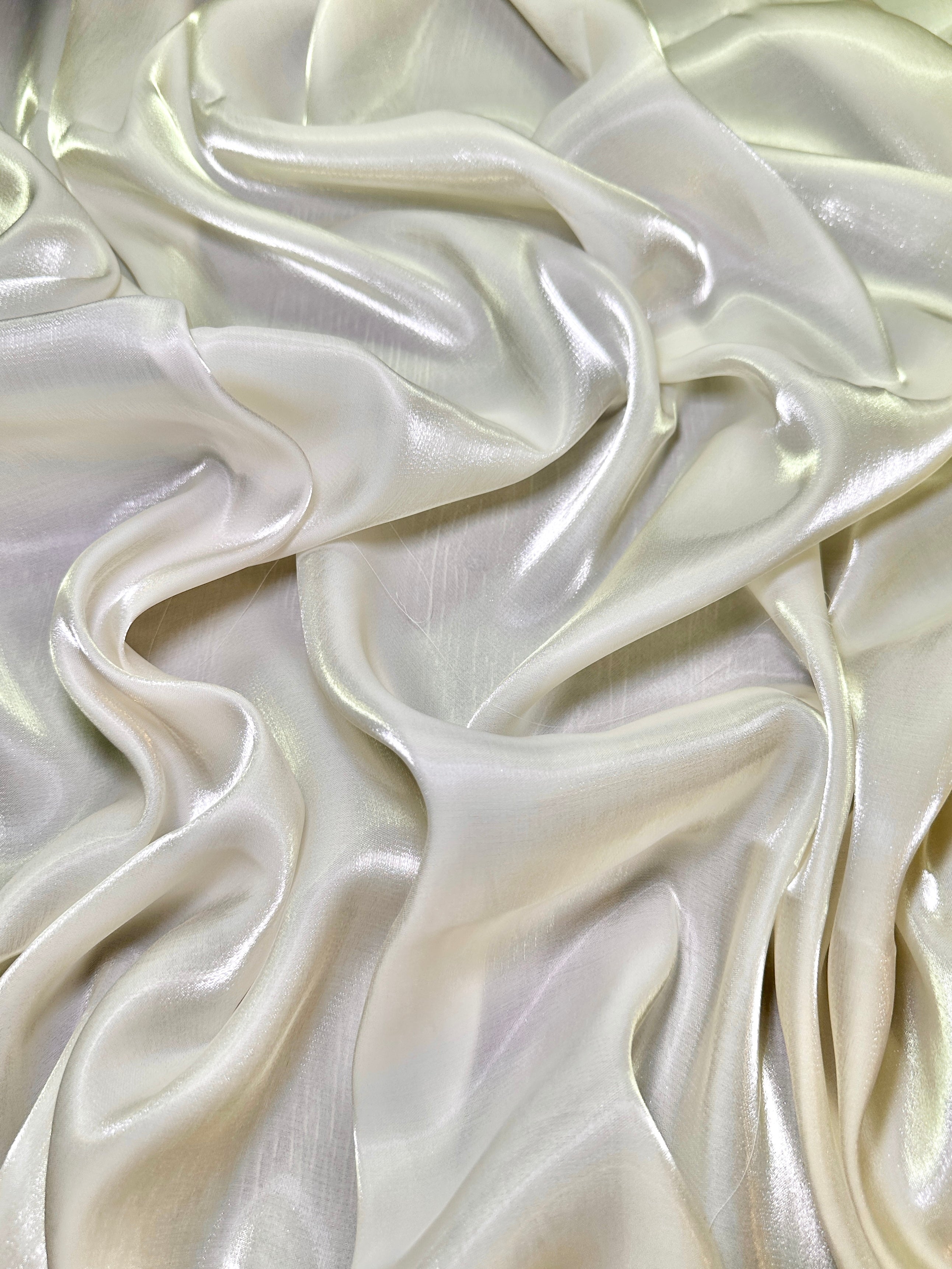 Ivory Water Liquid Shimmery Chiffon, Premium Glittery Chiffon, Wet Chiffon, Shimmery Chiffon, Fancy fabric, Luxurious liquid fabric, Chiffon for women
