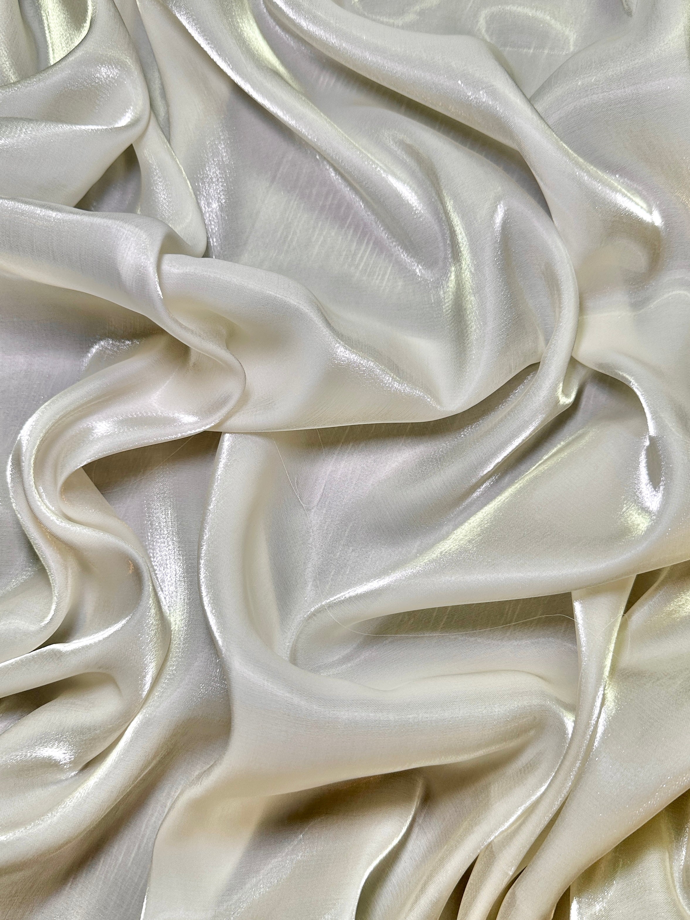 Ivory Water Liquid Shimmery Chiffon, Premium Glittery Chiffon, Wet Chiffon, Shimmery Chiffon, Fancy fabric, Luxurious liquid fabric, Chiffon for women