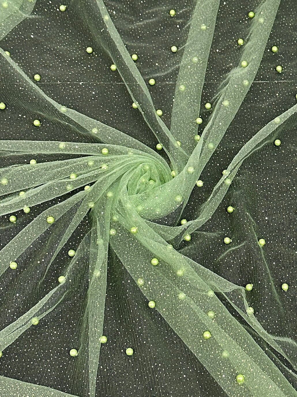 Apple Green Glittery Pearl Tulle, Beaded Mesh, Pearl Beaded Lace, Tulle for Wedding Dress, Pearl Material, Tulle Fabric, Tulle Dress Woman