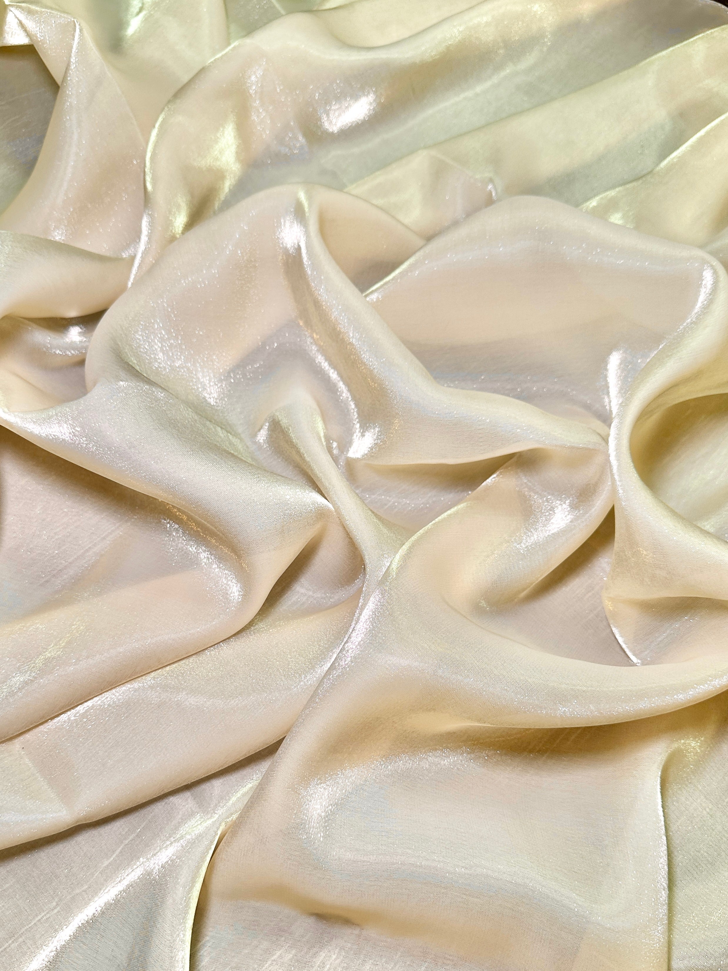 Cream Water Liquid Shimmery Chiffon, Fabric Store, Sewing Store, Cheap Fabric Store, Kiki Textiles, Textile by the Yard