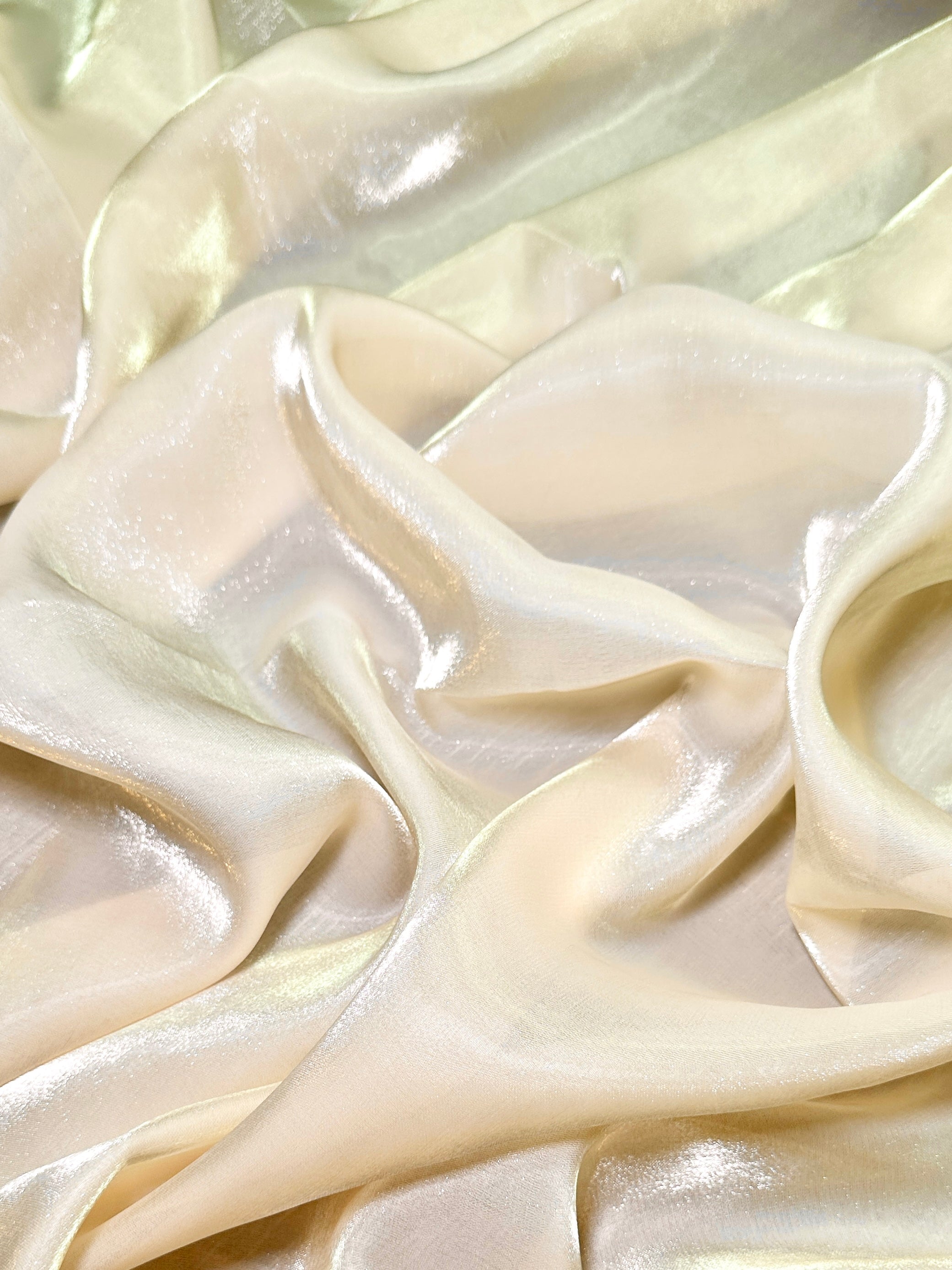 Cream Water Liquid Shimmery Chiffon, Premium Glittery Chiffon, Wet Chiffon, Shimmery Chiffon, Fancy fabric, Luxurious liquid fabric, Chiffon for women