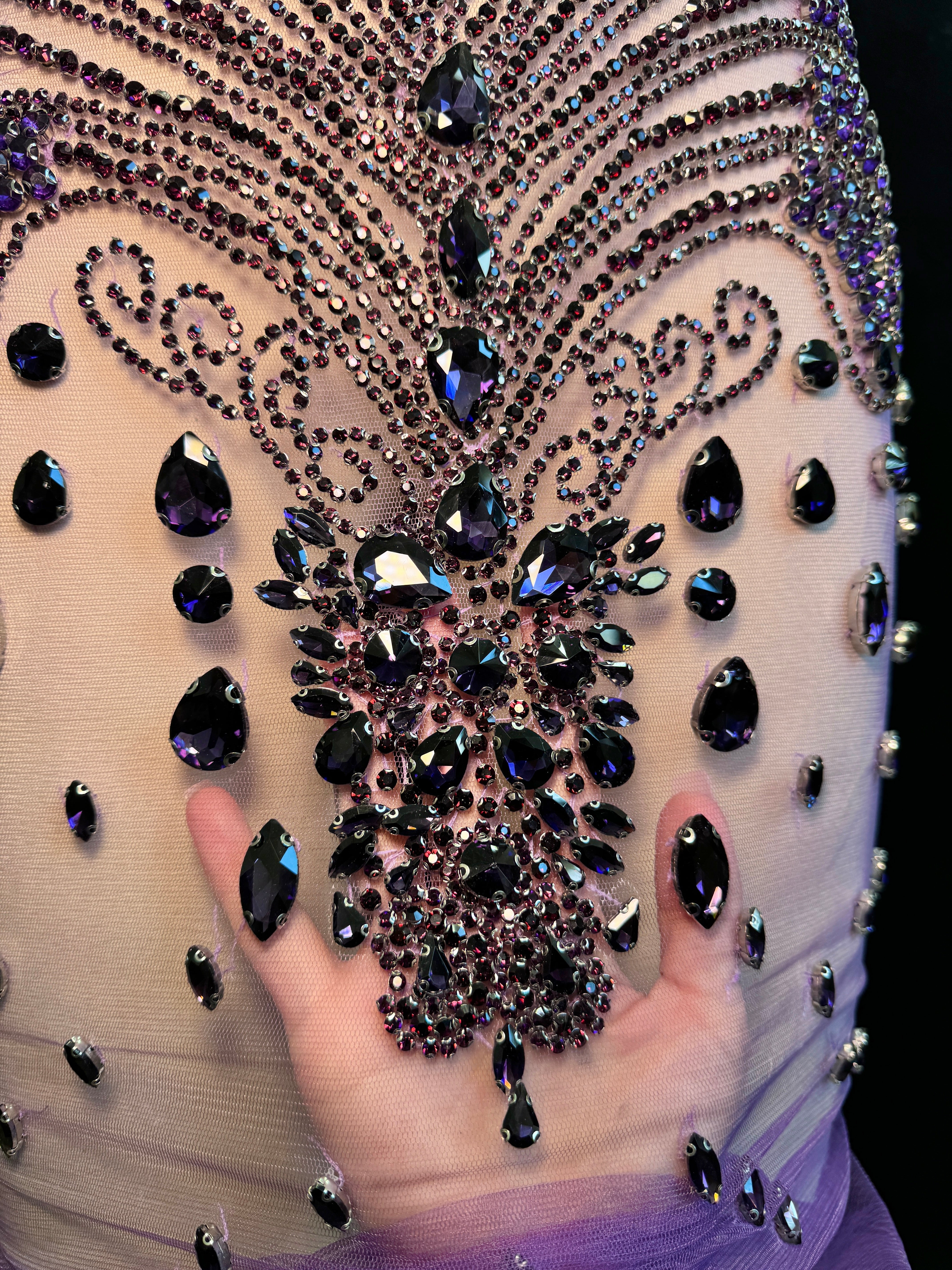 tina purple Rhinestone Bodice Applique, purple rhinestone, dark purple rhinestone, light purple rhinestone