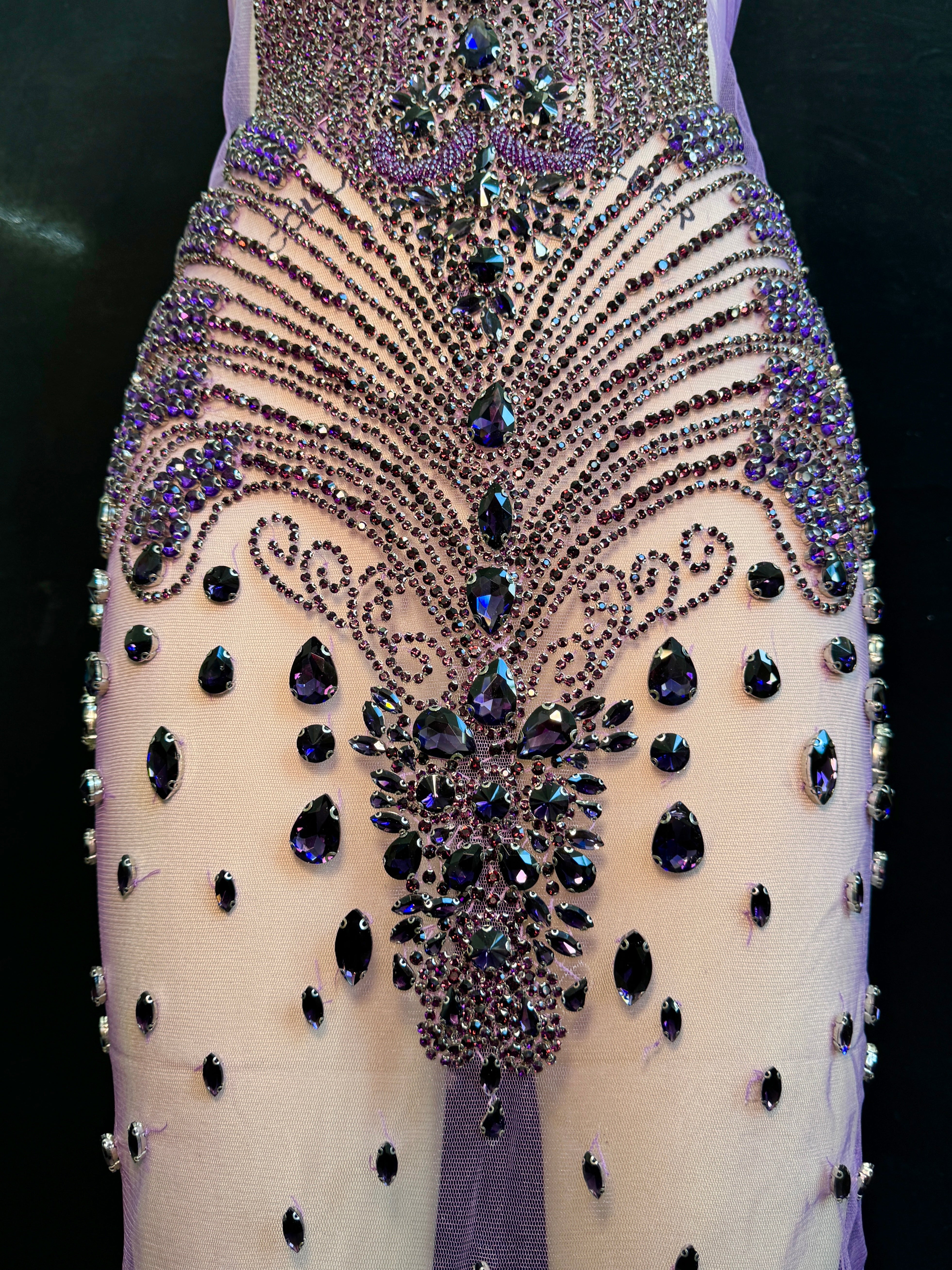 tina purple Rhinestone Bodice Applique, purple rhinestone, dark purple rhinestone, light purple rhinestone