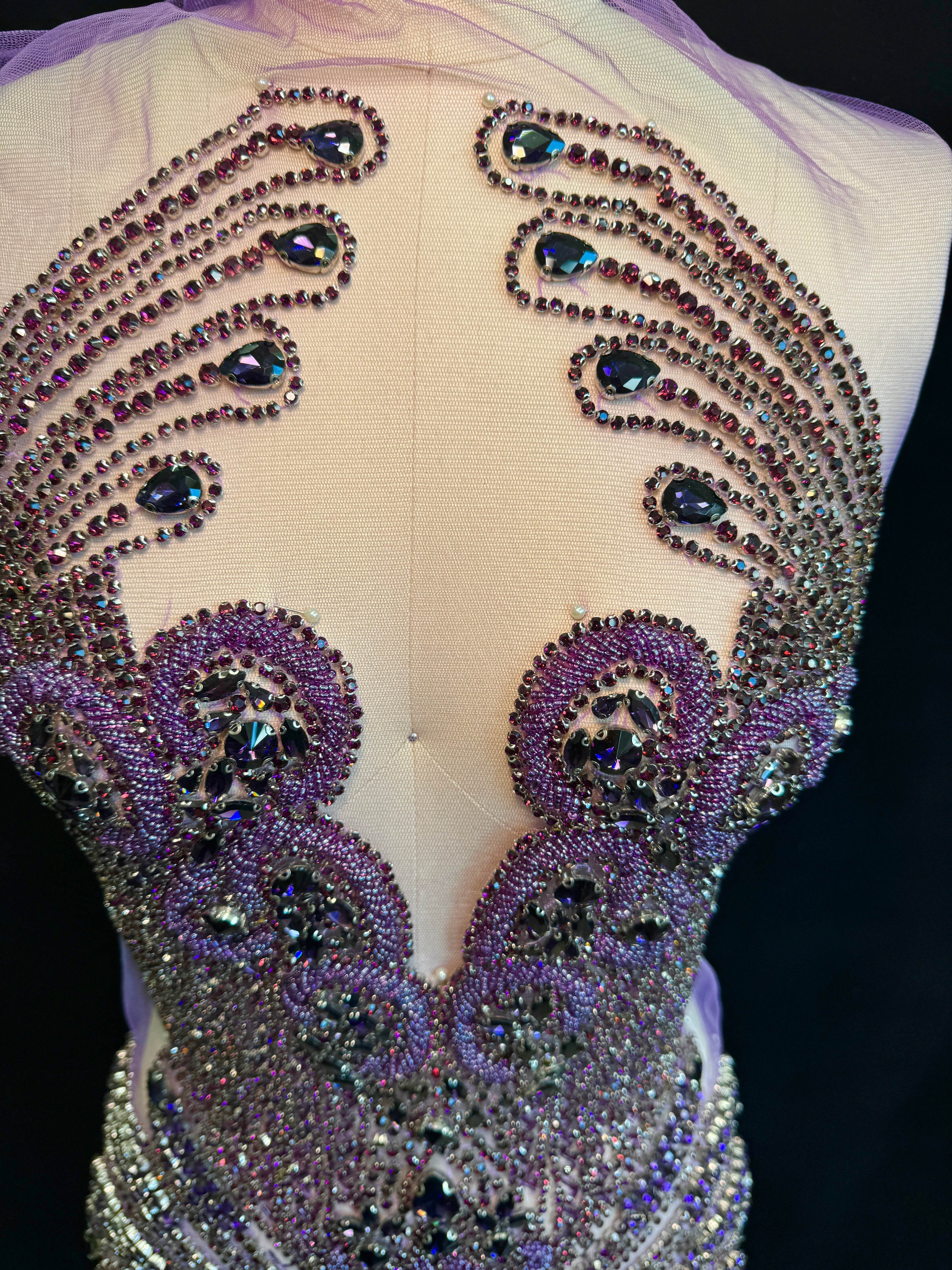 tina purple Rhinestone Bodice Applique, purple rhinestone, dark purple rhinestone, light purple rhinestone