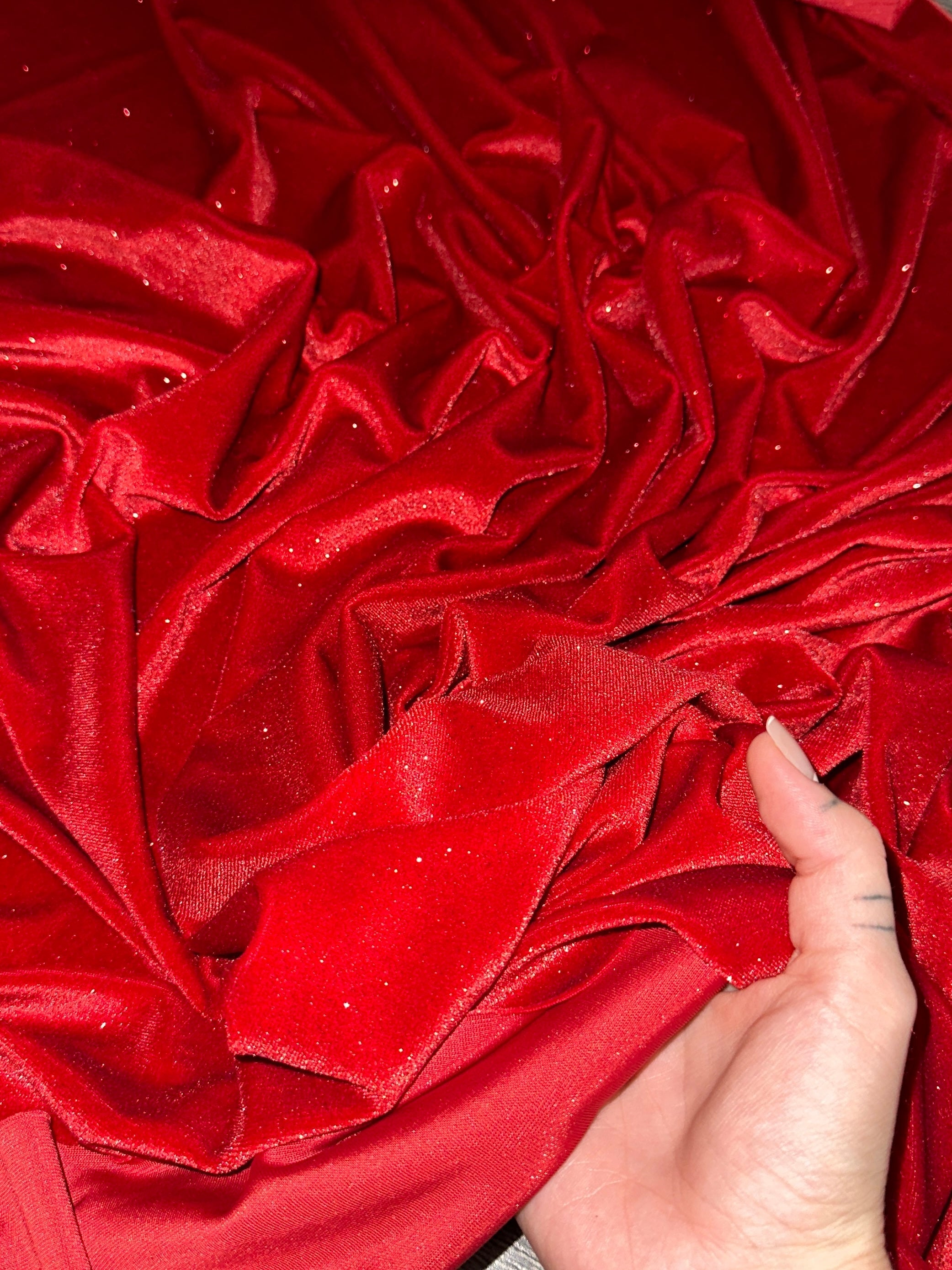 Red Shimmery Stretch Velvet