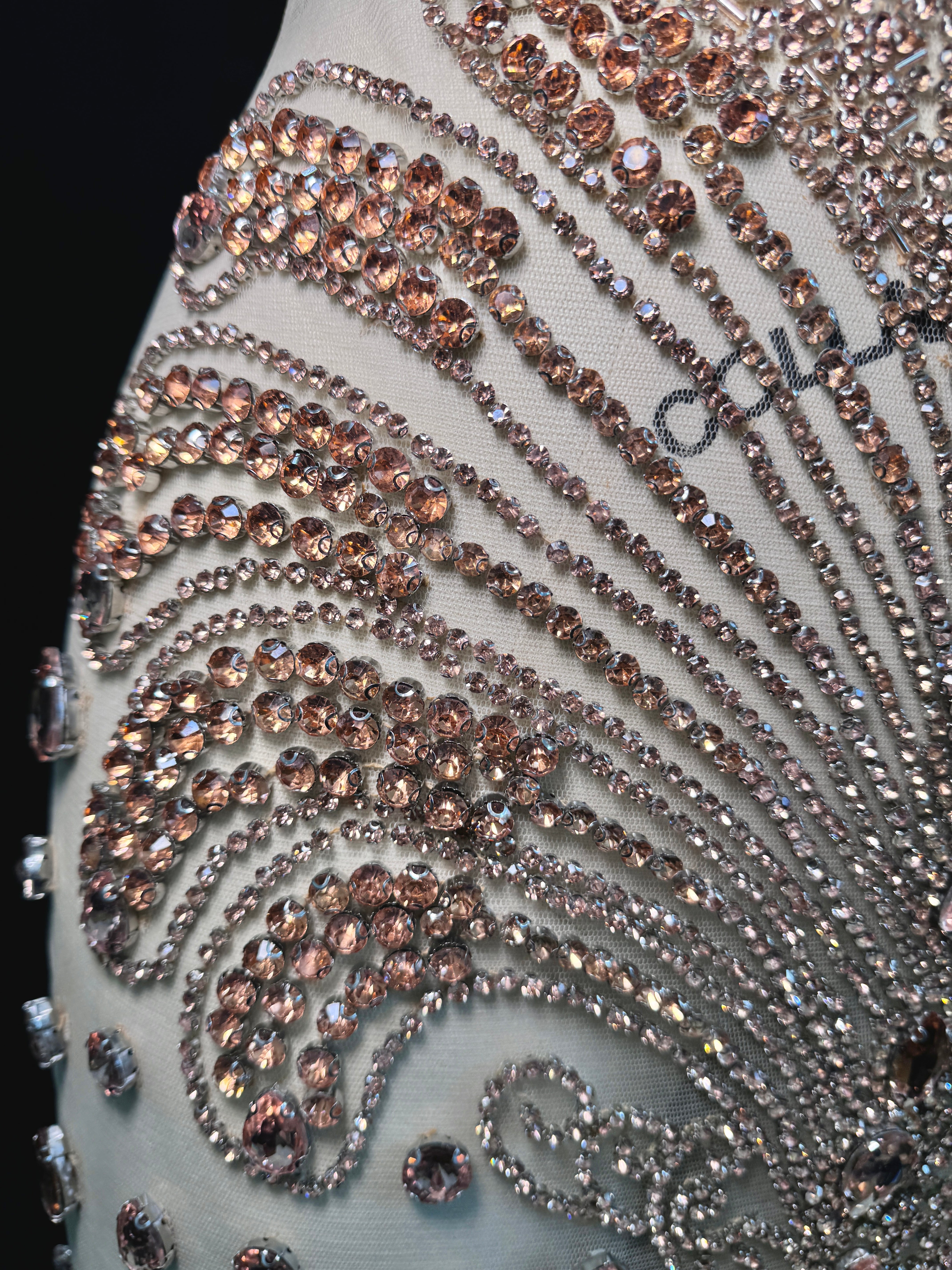 tine rose Rhinestone Bodice Applique, rose rhinestone, pink rhinestone, light pink rhinestone