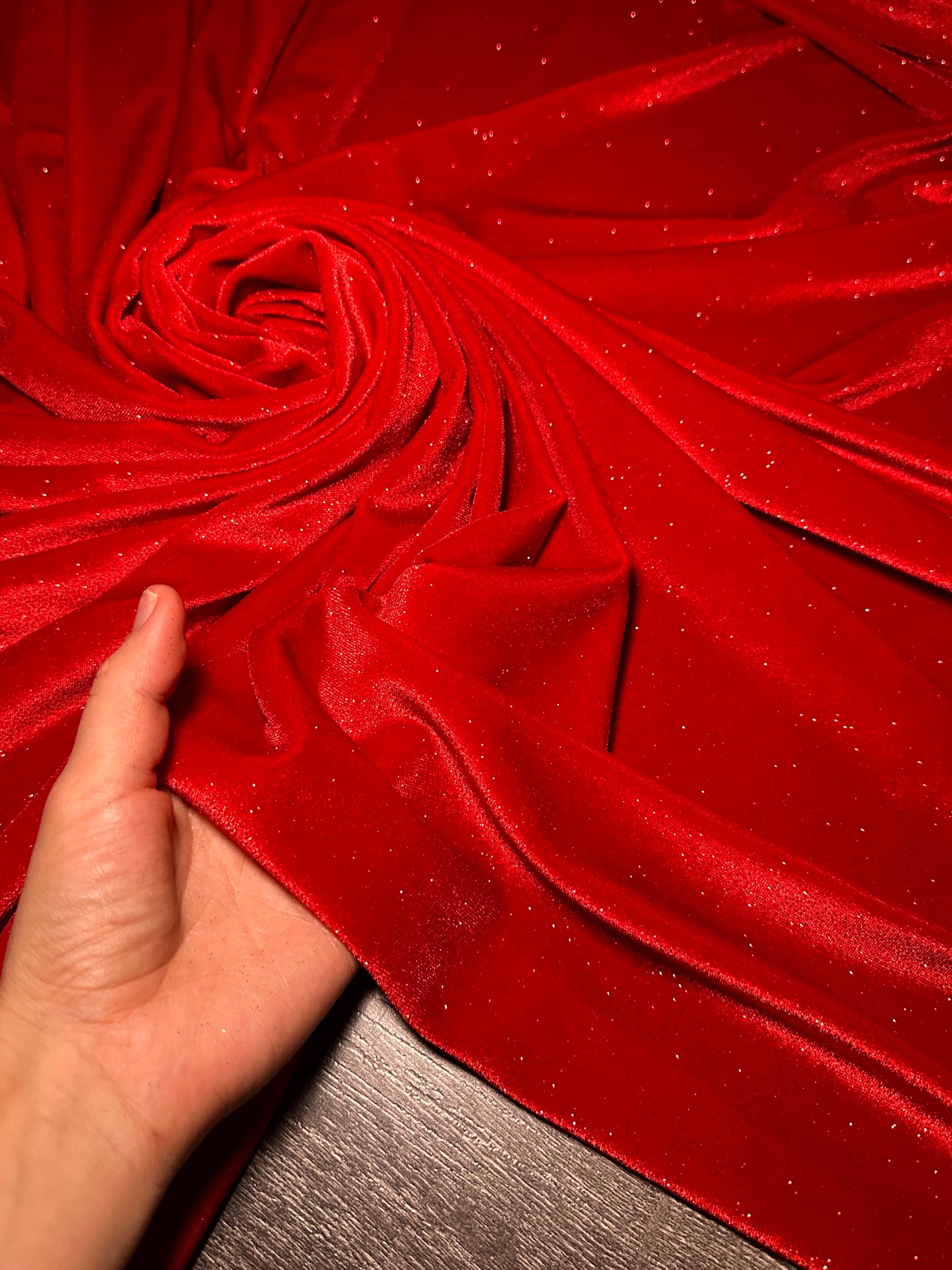 Red Shimmery Stretch Velvet