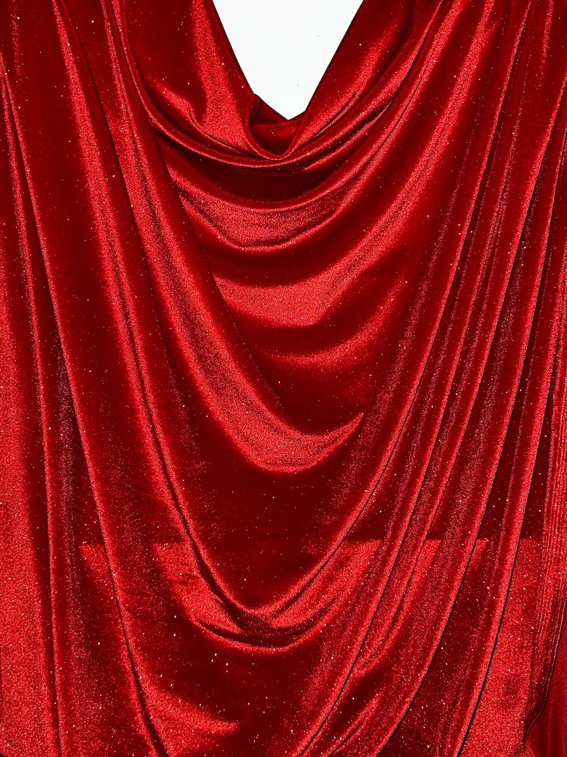 Red Shimmery Stretch Velvet