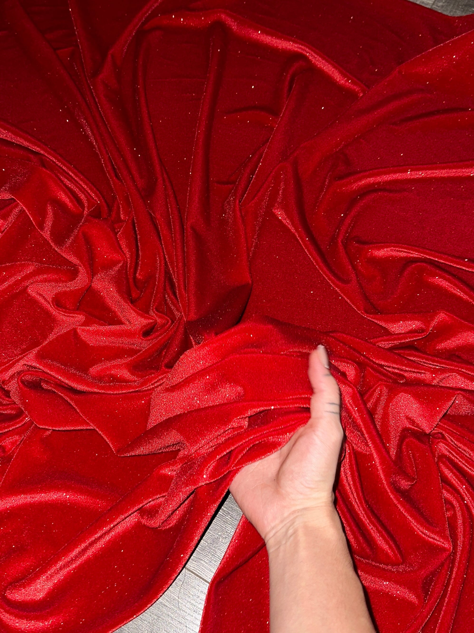 Red Shimmery Stretch Velvet