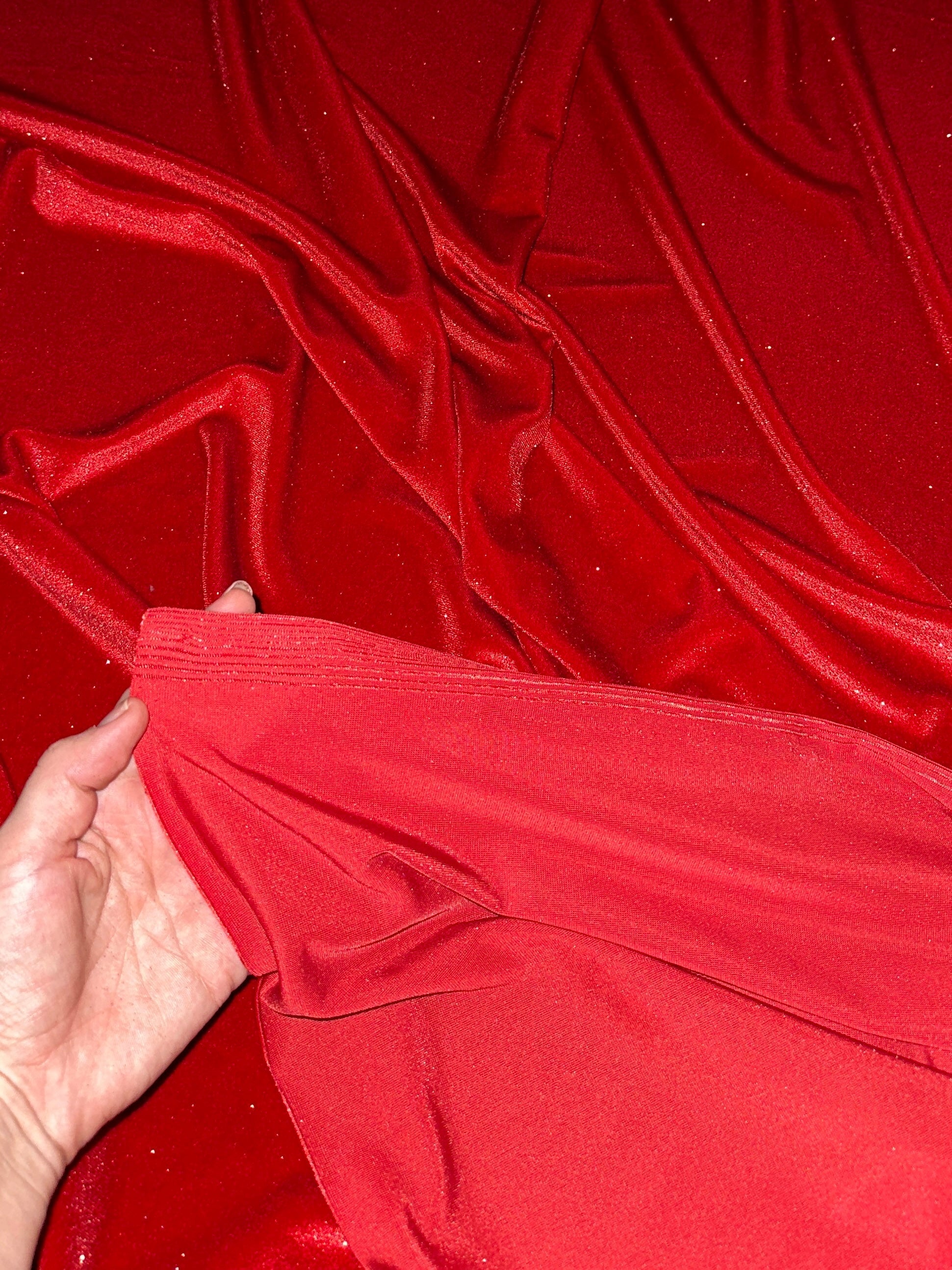 Red Shimmery Stretch Velvet