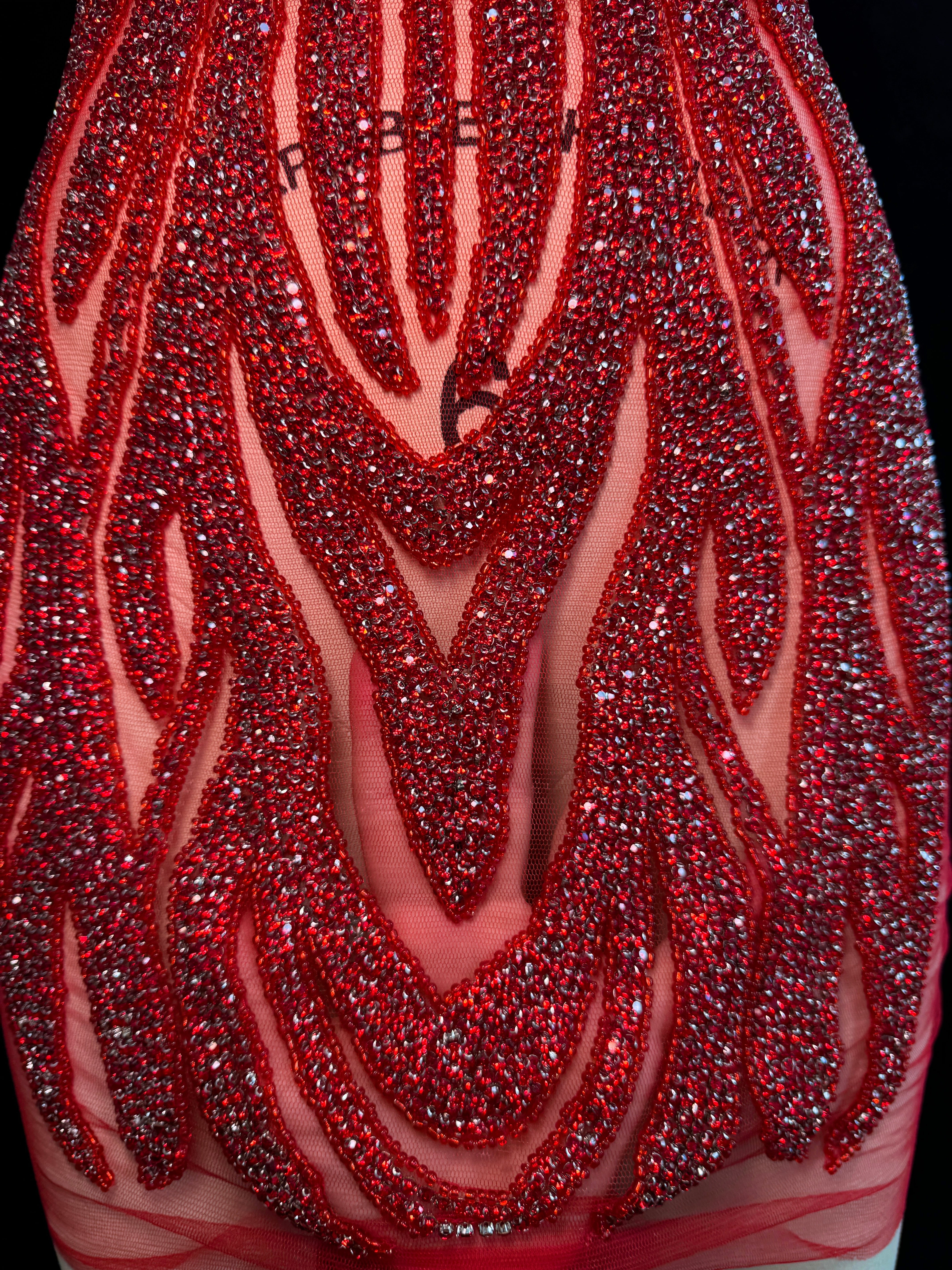 Amanda red Rhinestone Bodice Applique, red rhinestone, dark red rhinestone, light red rhinestone