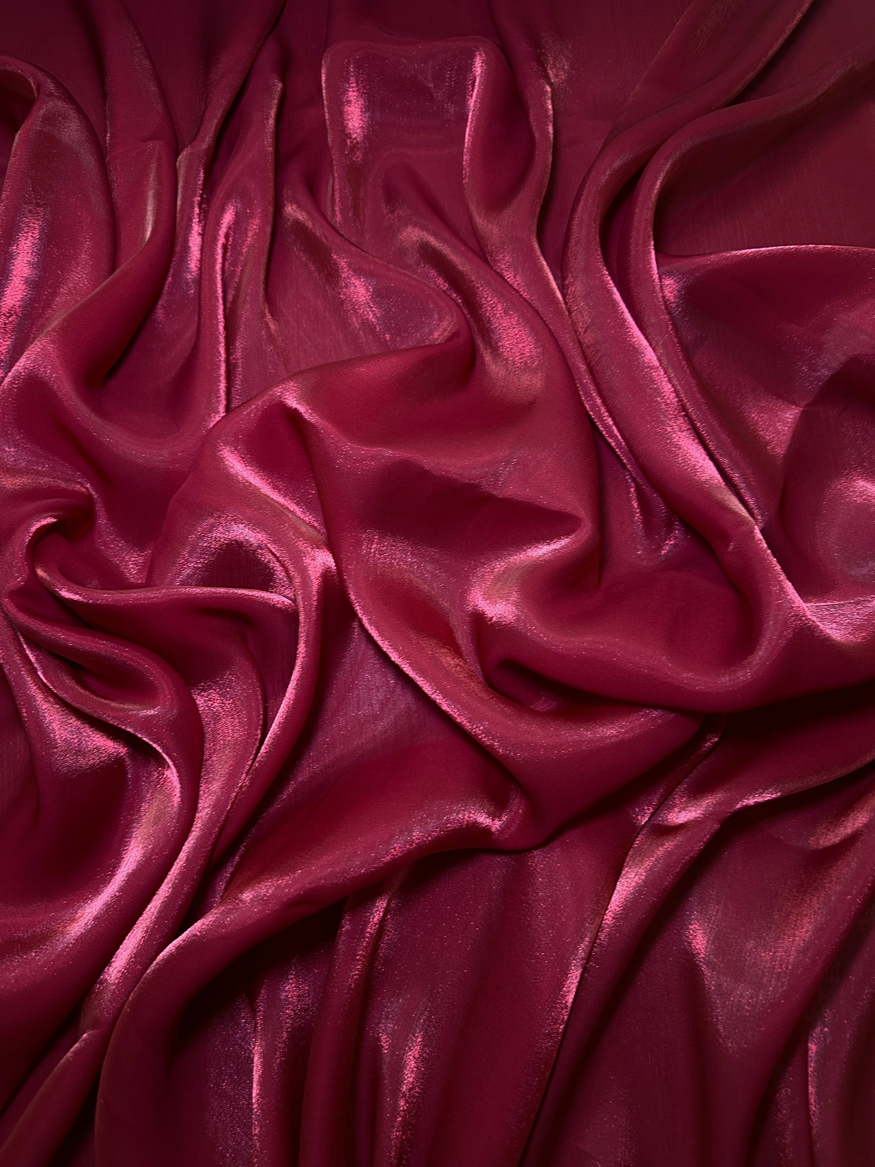 Wine Red Water Liquid Shimmery Chiffon, Premium Glittery Chiffon, Wet Chiffon, Shimmery Chiffon, Fancy fabric, Luxurious liquid fabric, Chiffon for women