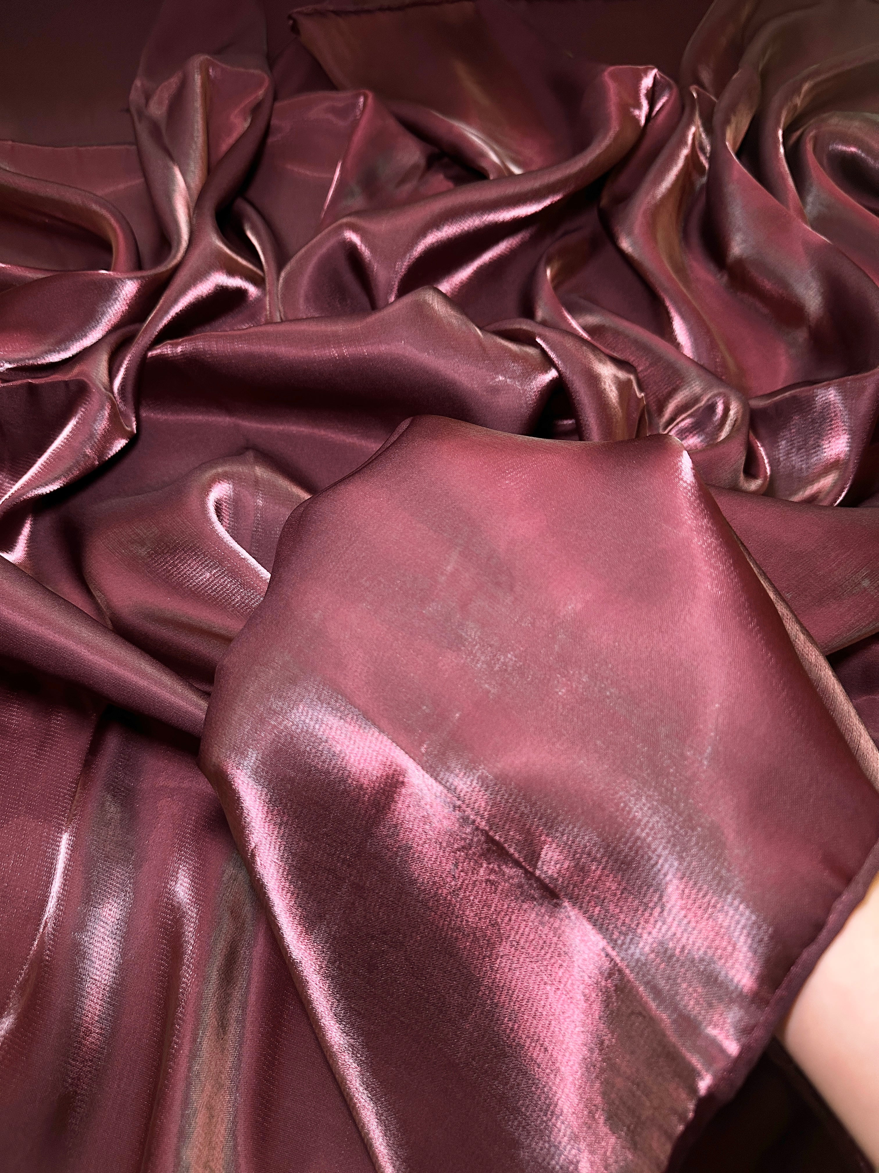 Faded Burgundy Water Liquid Shimmery Chiffon, Premium Glittery Chiffon, Wet Chiffon, Shimmery Chiffon, Fancy fabric, Luxurious liquid fabric, Chiffon for women