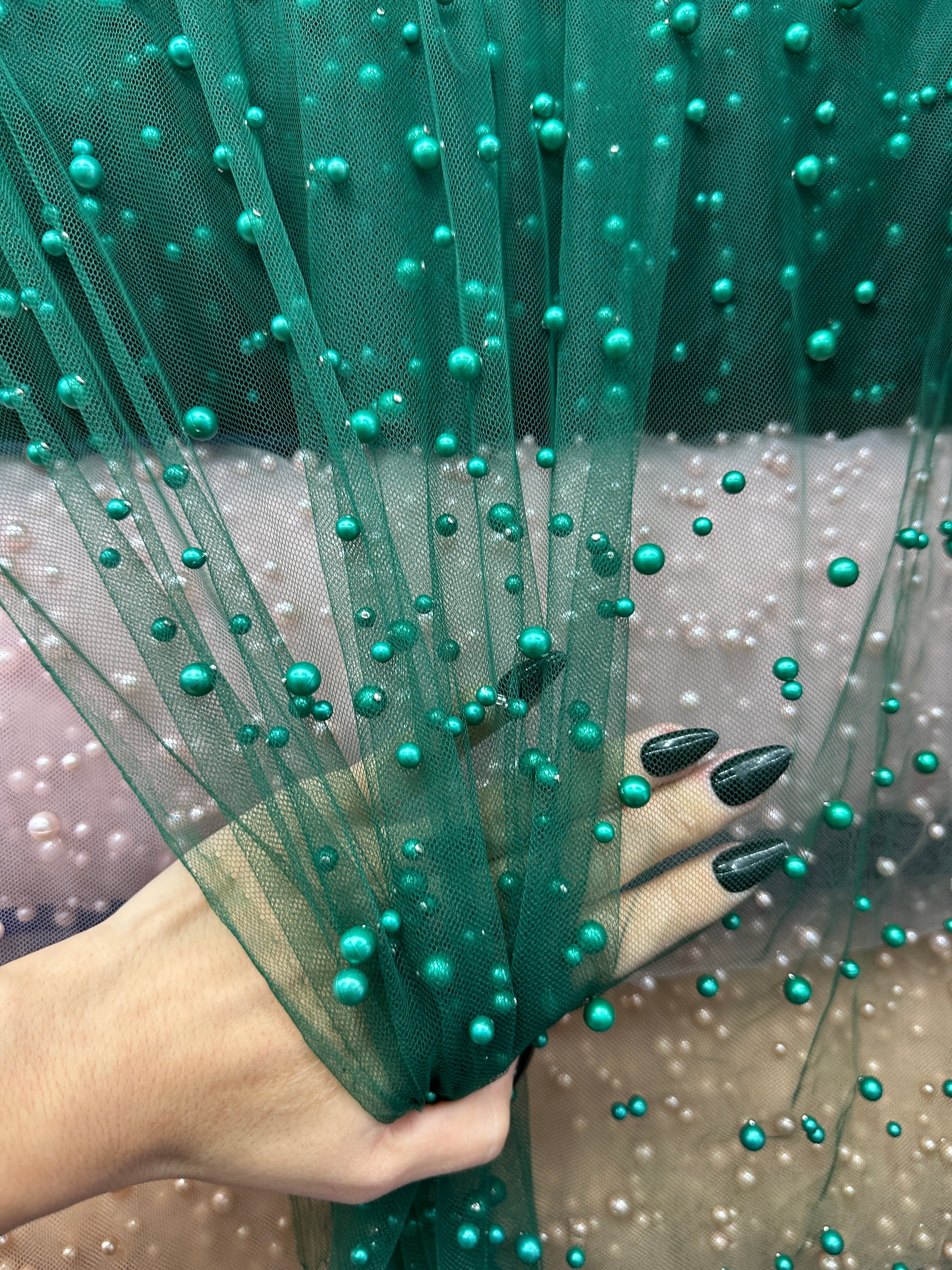 Green Pearl Tulle, Fabric Store, Sewing Store, Cheap Fabric Store, Kiki Textiles, Textile by the Yar