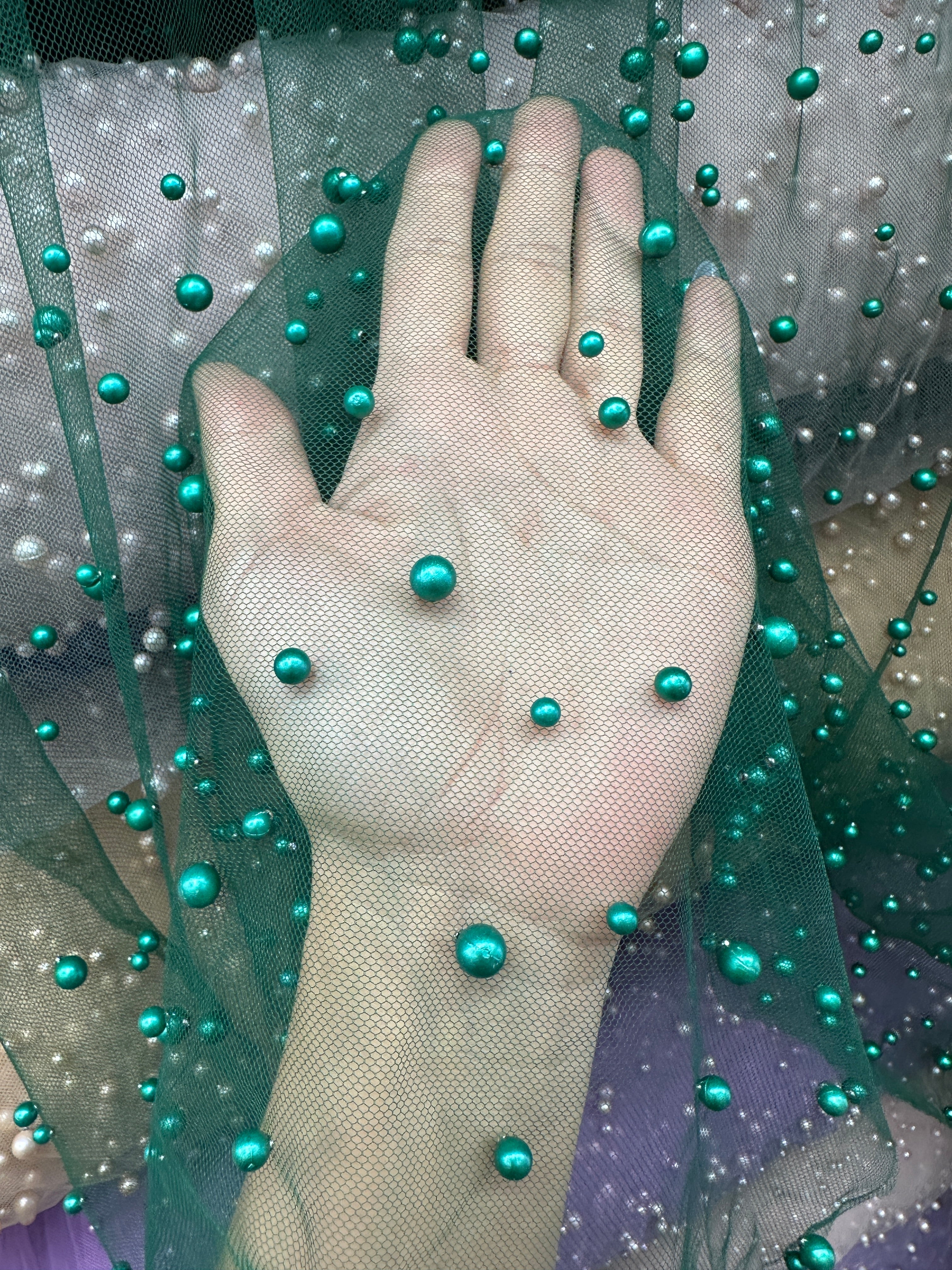 Green Pearl Tulle, Fabric Store, Sewing Store, Cheap Fabric Store, Kiki Textiles, Textile by the Yar