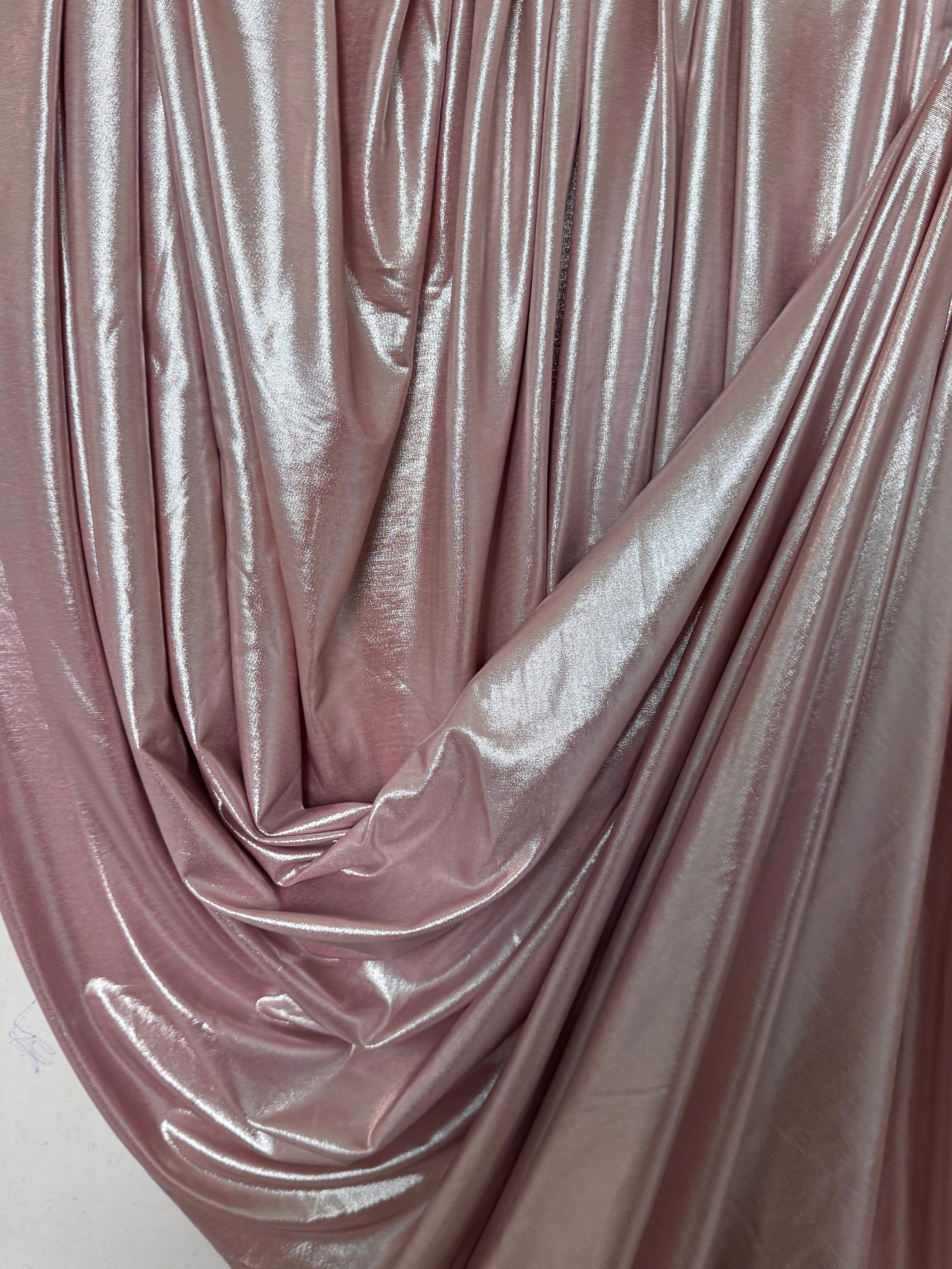 blush stretch foiled spandex, pink stretch foiled spandex, light pink stretch foiled spandex, dark pink stretch foiled spandex, premium stretch foiled spandex, stretch foiled spandex on sale, stretch foiled spandex on discount
