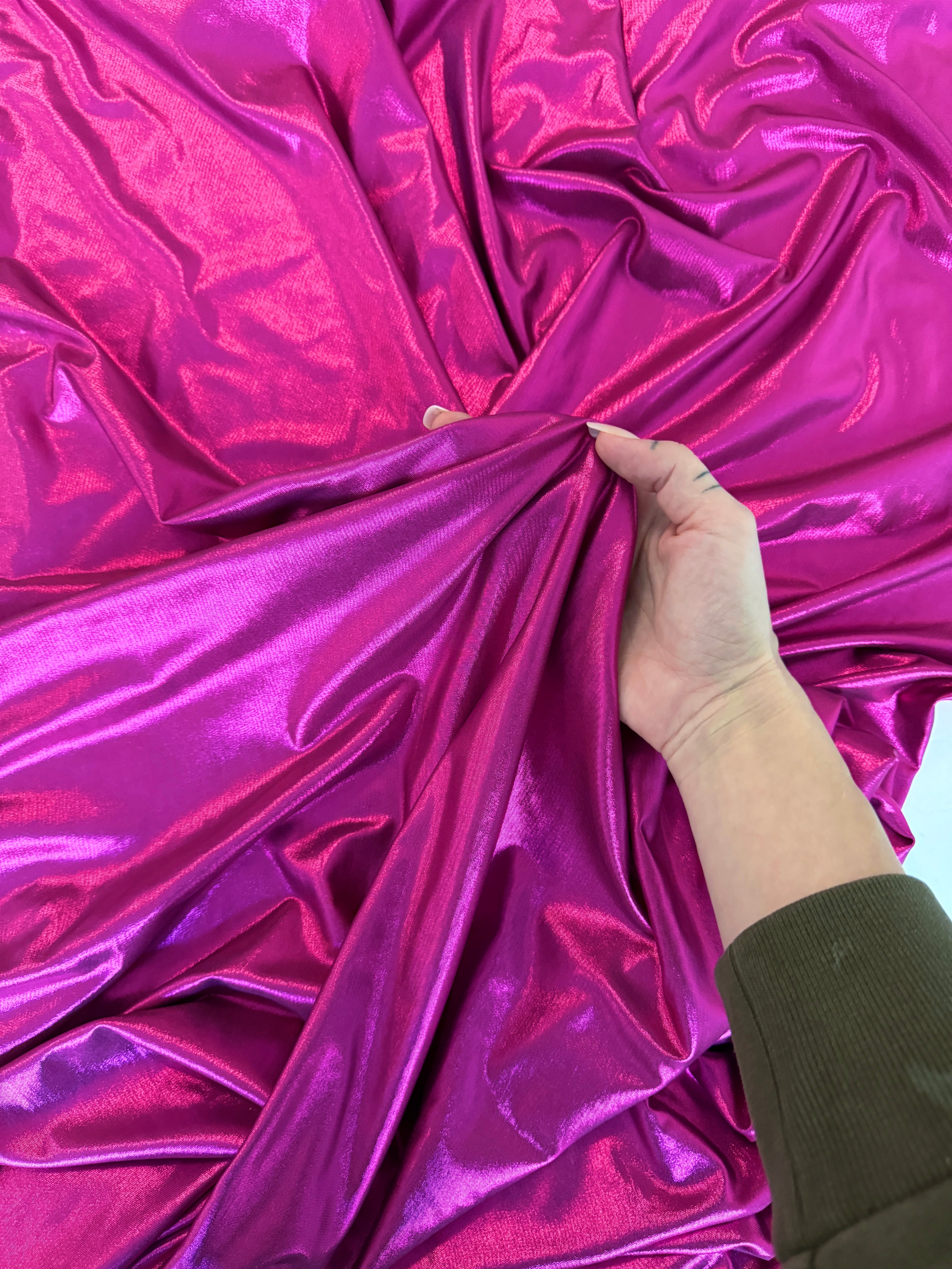 fuchsia stretch foiled spandex, dark pink stretch foiled spandex, light pink stretch foiled spandex, pink stretch foiled spandex, premium stretch foiled spandex, stretch foiled spandex on sale, stretch foiled spandex on discount