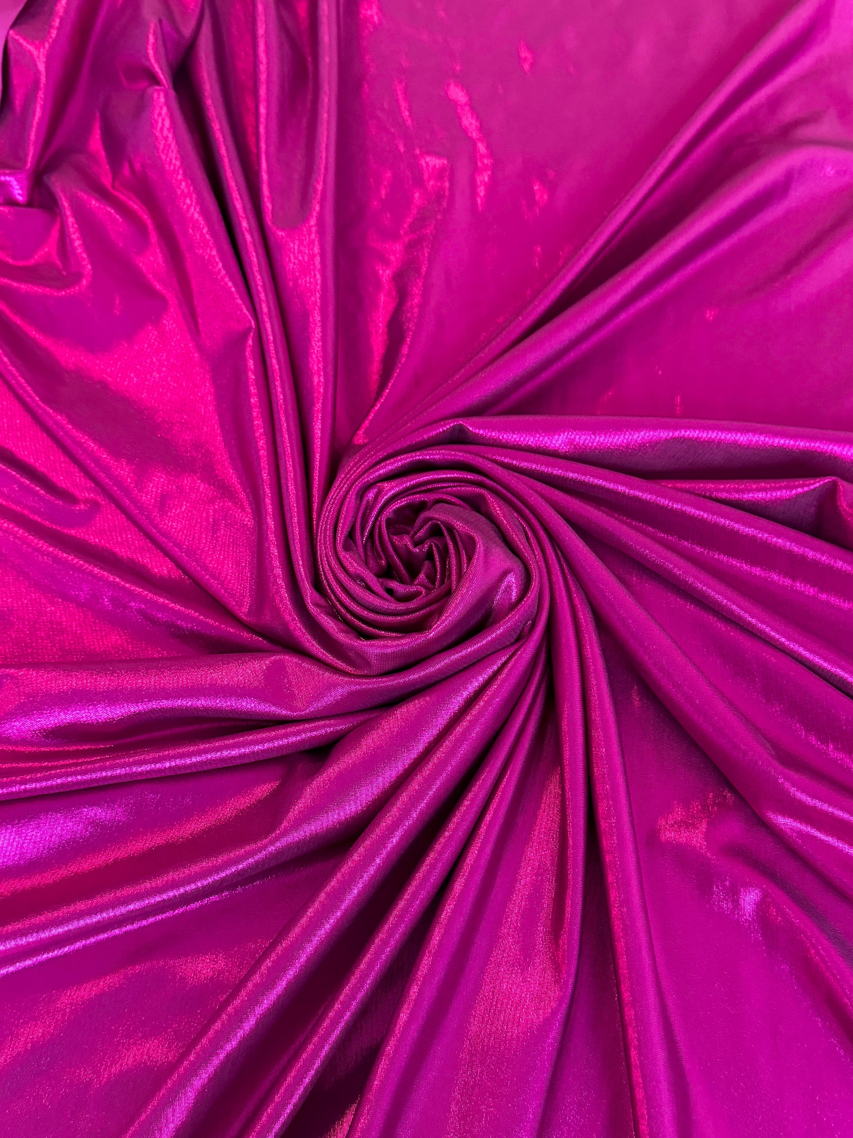 fuchsia stretch foiled spandex, dark pink stretch foiled spandex, light pink stretch foiled spandex, pink stretch foiled spandex, premium stretch foiled spandex, stretch foiled spandex on sale, stretch foiled spandex on discount